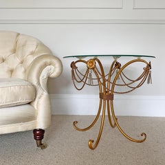 Mid-Century Gold Rope and Tassel Coffee Table