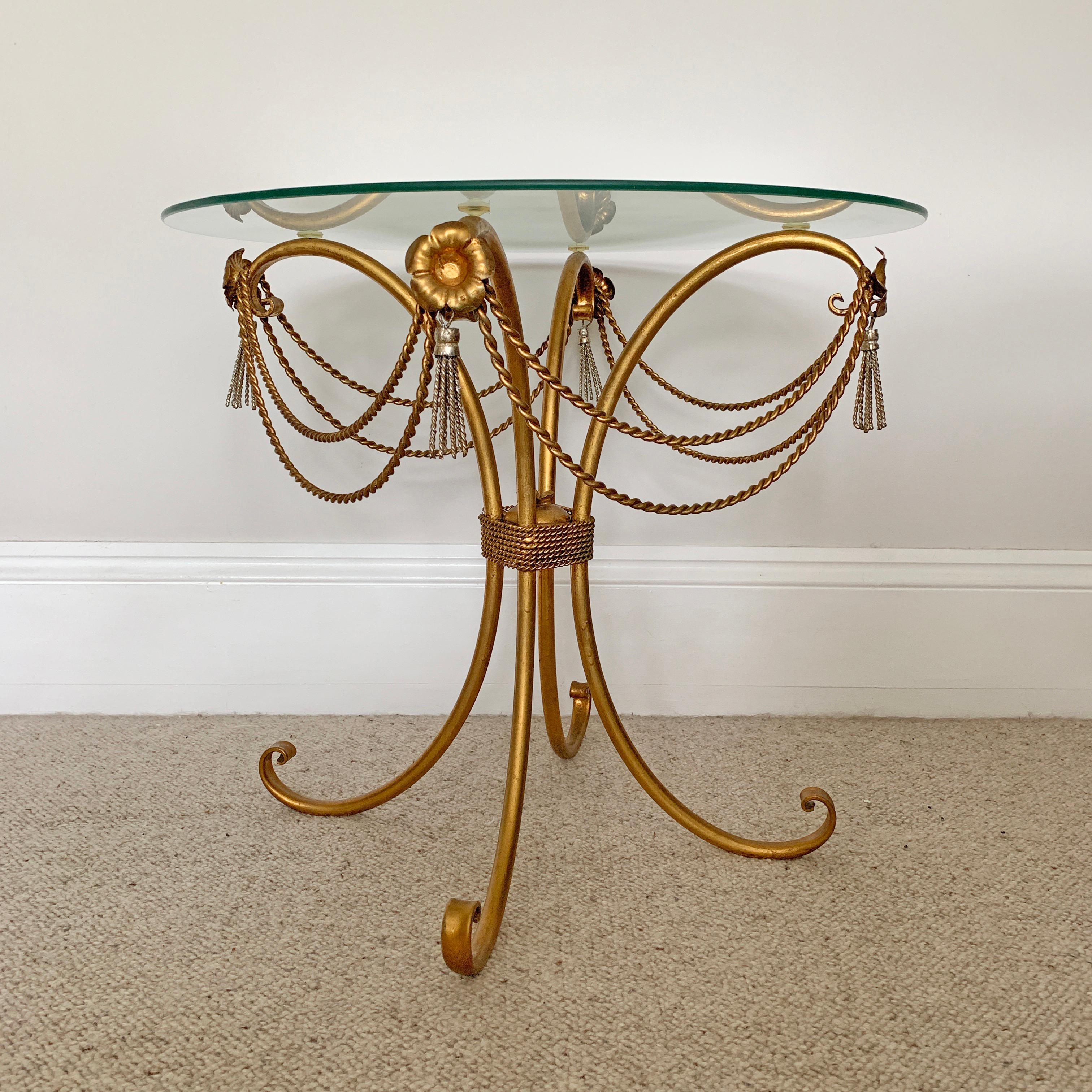 Mid-Century Gold Rope and Tassel Coffee Table For Sale 2