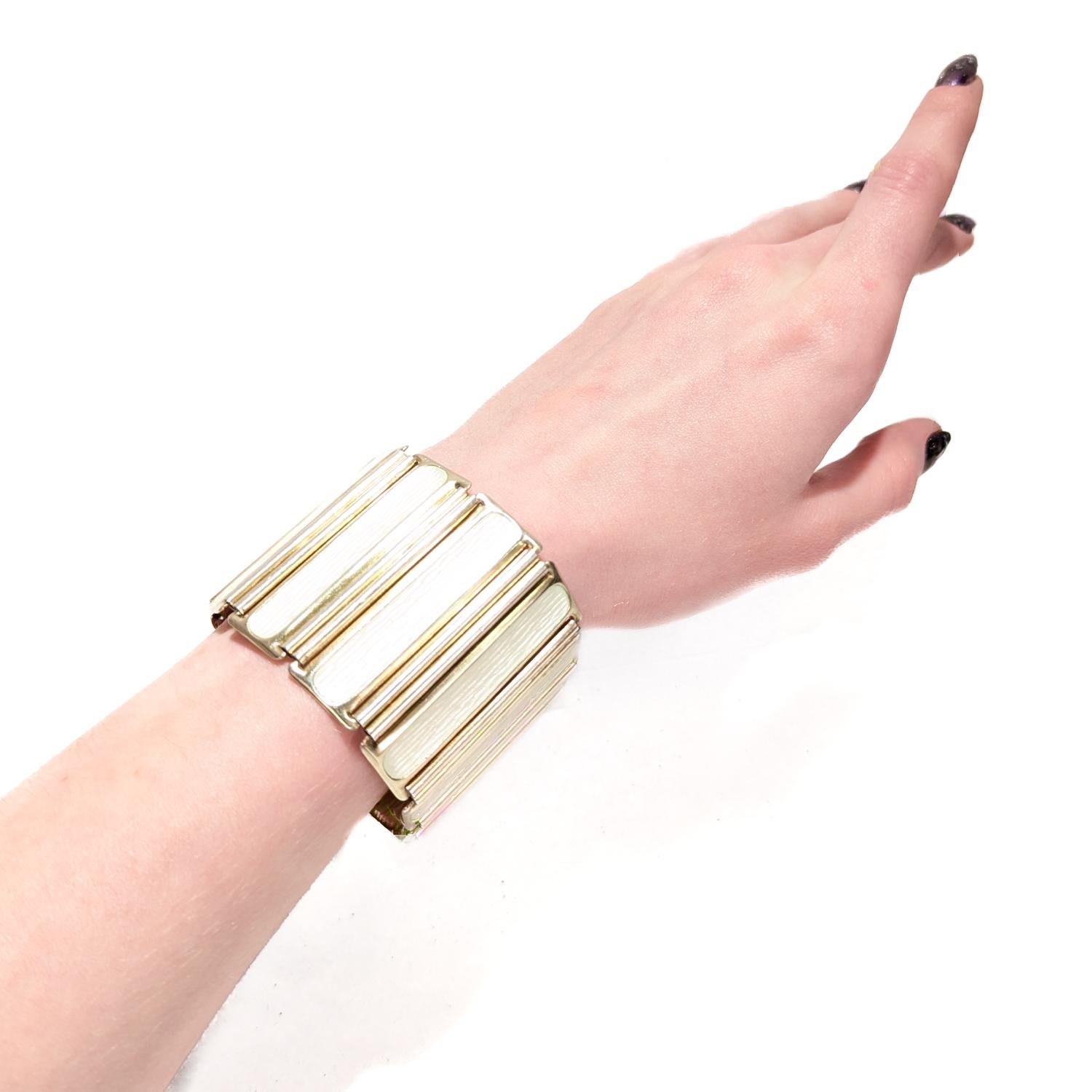 Modernist Mid-Century Gilt Silver & Enamel Bracelet by Grete Prytz Kittelsen for Tostrup For Sale