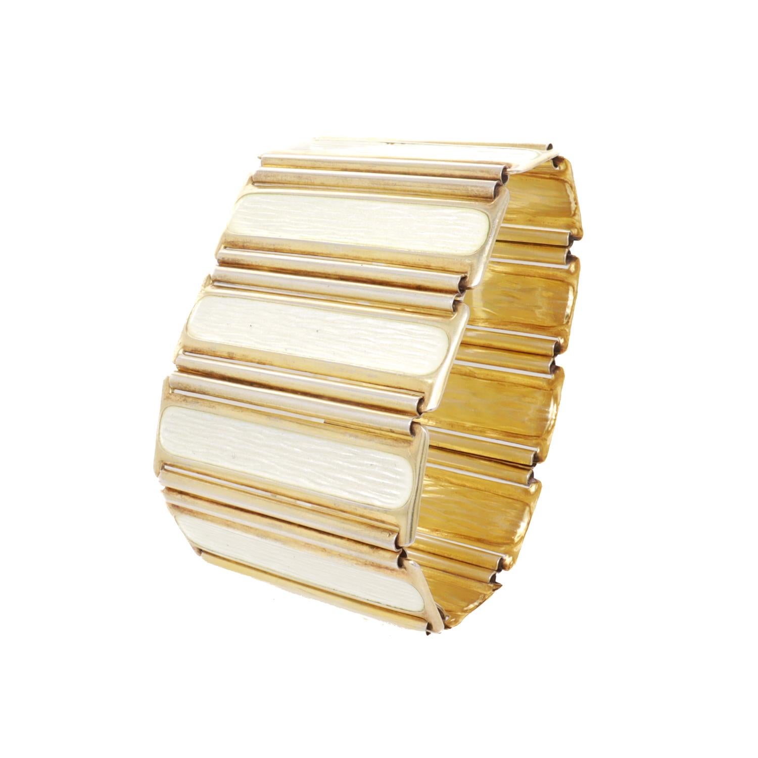 Mid-Century Gilt Silver & Enamel Bracelet by Grete Prytz Kittelsen for Tostrup In Good Condition For Sale In Philadelphia, PA