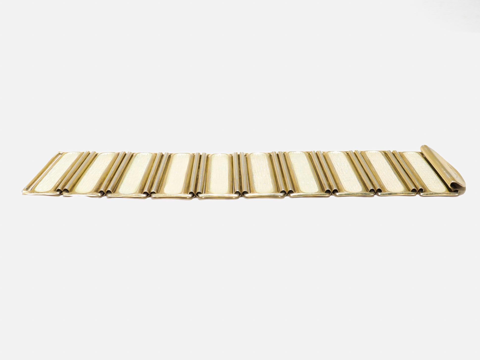 Women's or Men's Mid-Century Gilt Silver & Enamel Bracelet by Grete Prytz Kittelsen for Tostrup For Sale