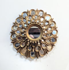 Mid Century Vergoldeter Spanischer Sunburst-Spiegel