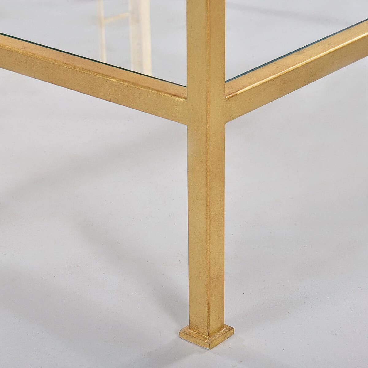 Mid-Century Modern Midcentury Gilt Square Side Table - Clear Glass