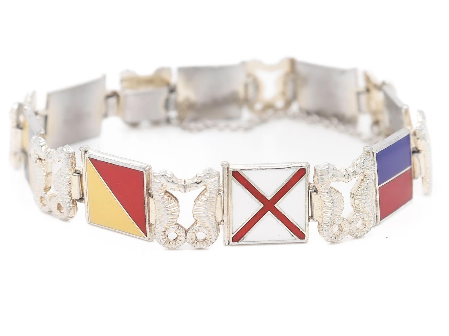 Mitte des Jahrhunderts Vergoldetes Sterling Silber & Emaille Maritime Flagge 