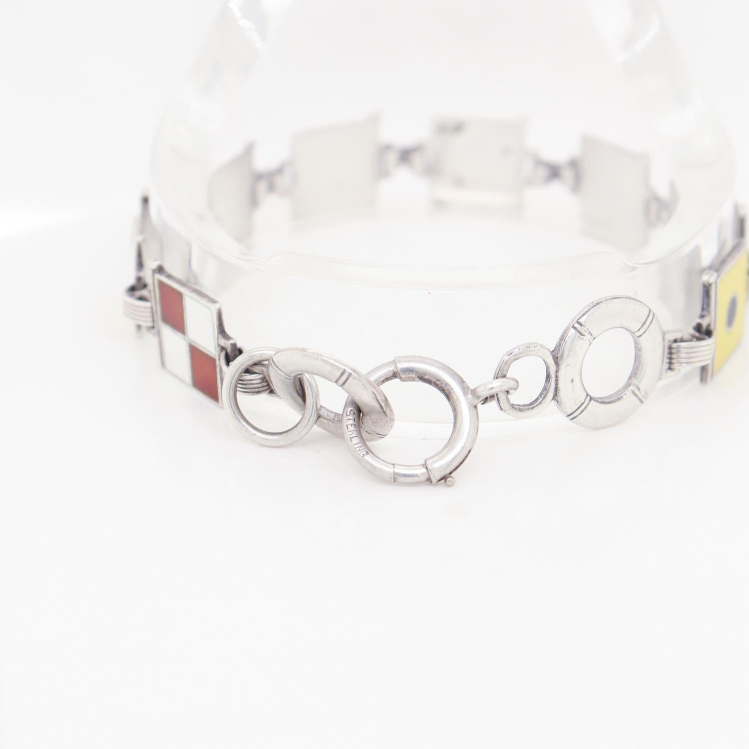 Mid-Century Gilt Sterling Silver & Enamel Maritime Flag 