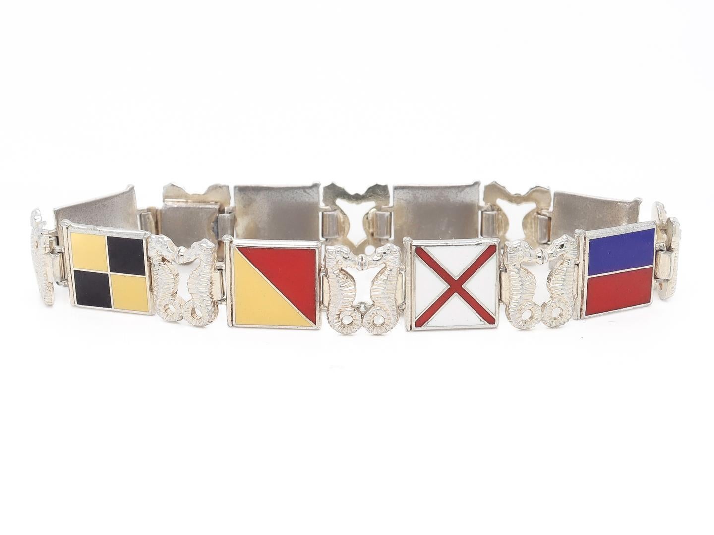Mitte des Jahrhunderts Vergoldetes Sterling Silber & Emaille Maritime Flagge 