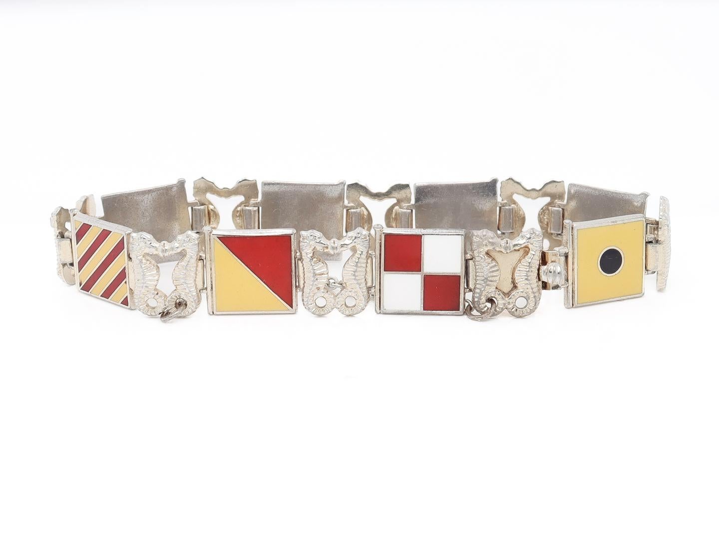 Mitte des Jahrhunderts Vergoldetes Sterling Silber & Emaille Maritime Flagge 