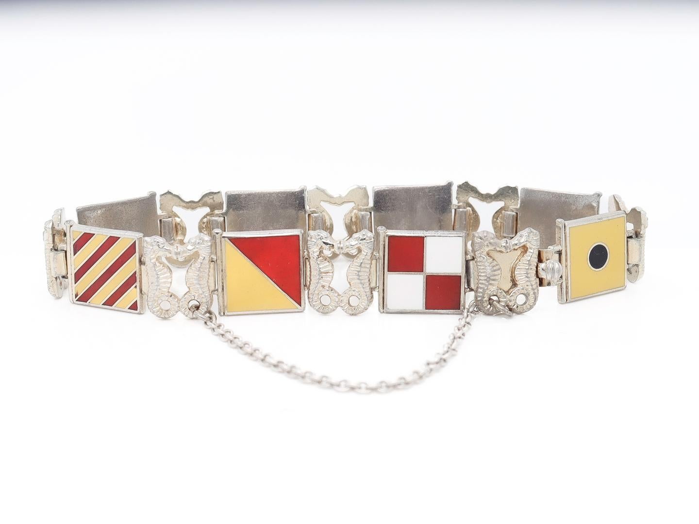 Mitte des Jahrhunderts Vergoldetes Sterling Silber & Emaille Maritime Flagge 