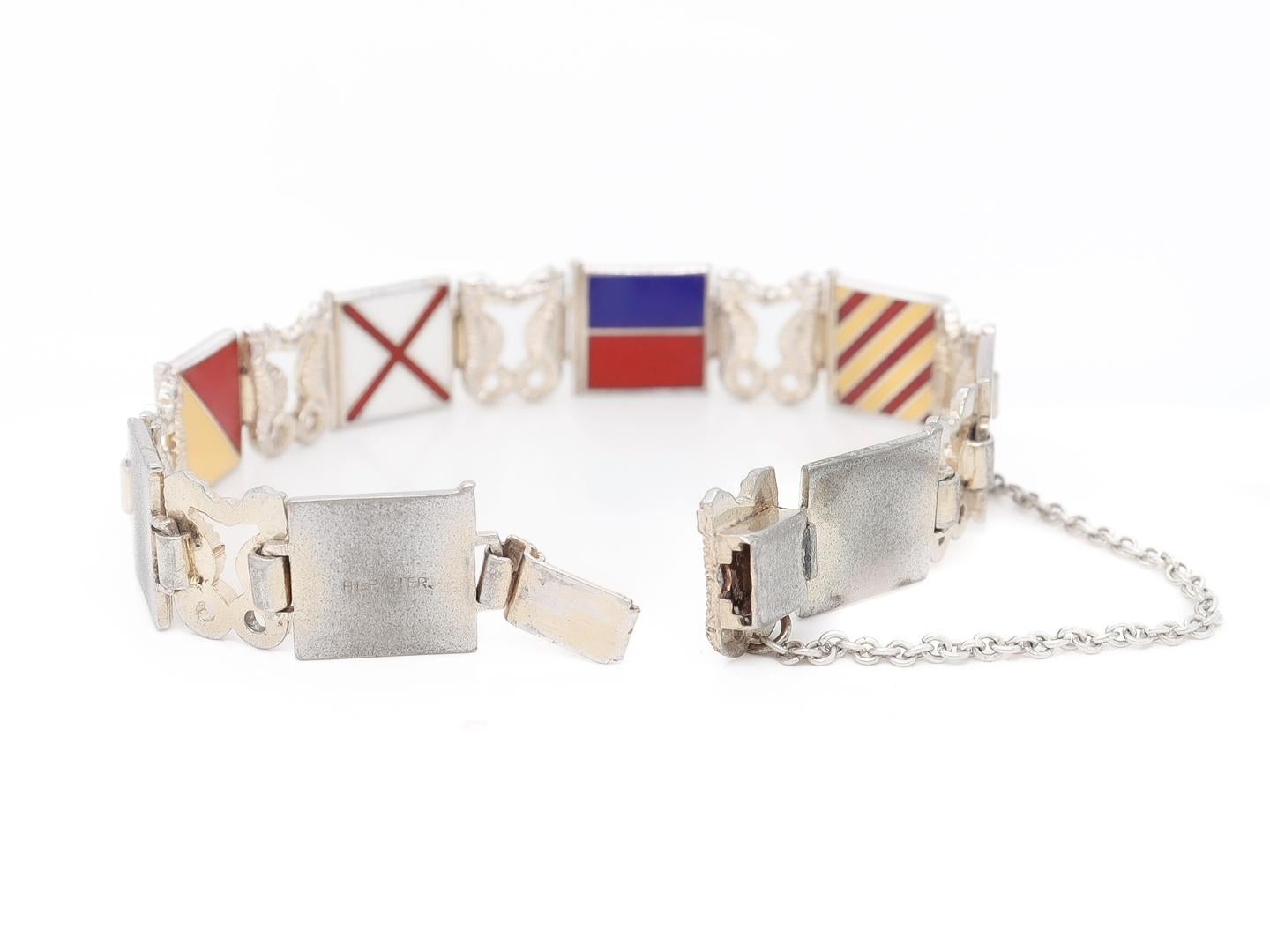 Mitte des Jahrhunderts Vergoldetes Sterling Silber & Emaille Maritime Flagge 