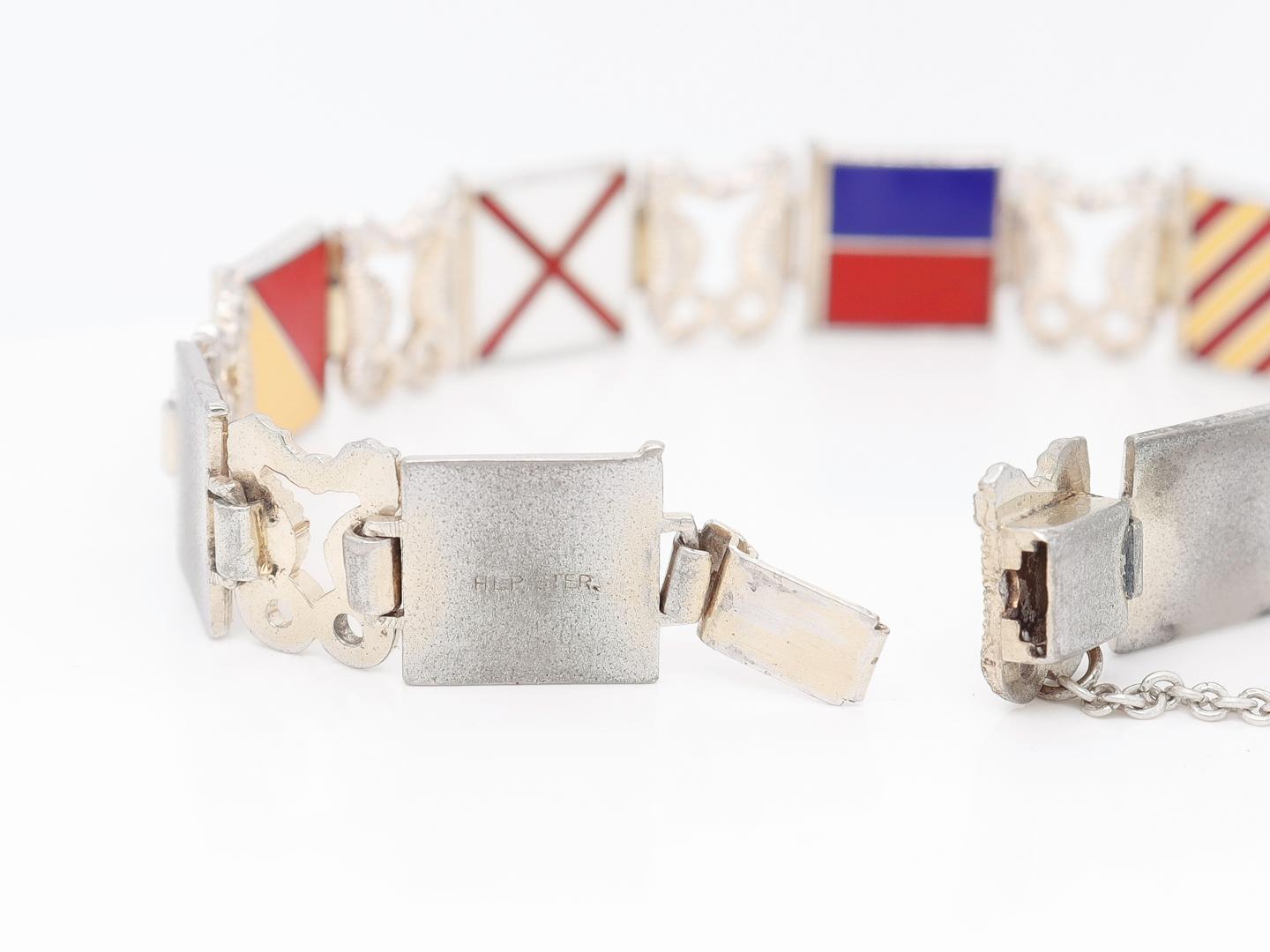 Mitte des Jahrhunderts Vergoldetes Sterling Silber & Emaille Maritime Flagge 