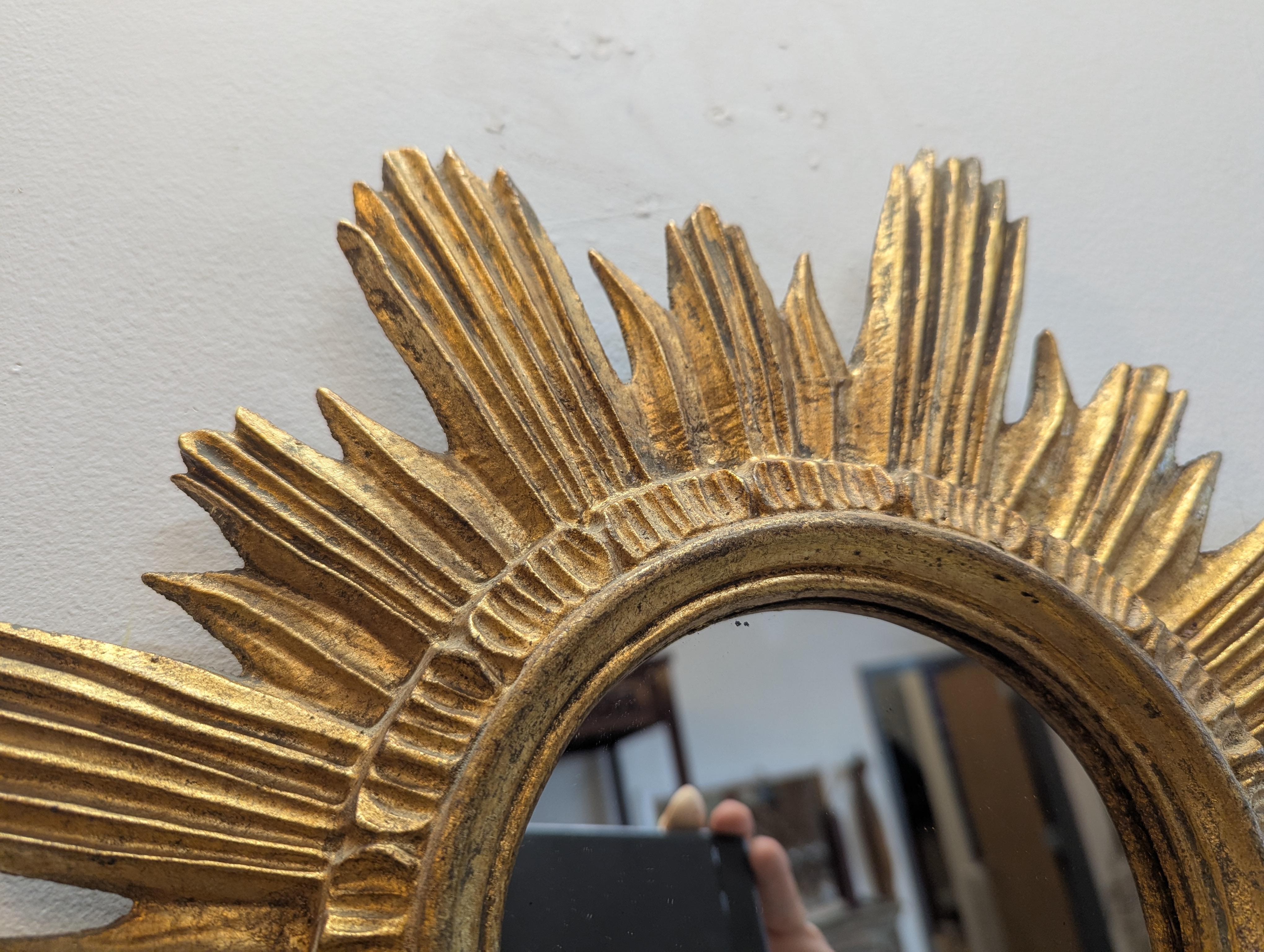 Mid-20th Century Mid Century Gilt Sunburst Mirror For Sale