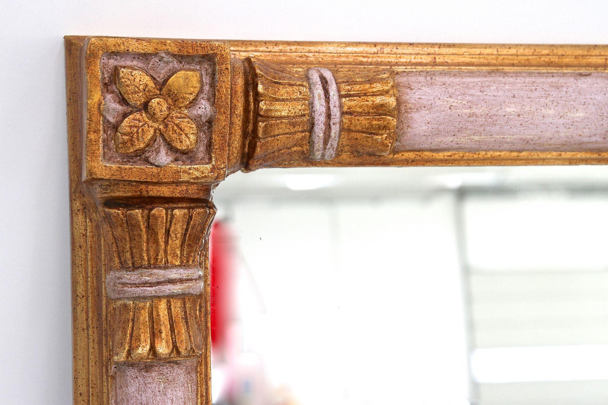 Mid-Century Modern Mid Century Gilt Wall Mirror, Handcarved, 20th Century - Italy ca. 1950 For Sale