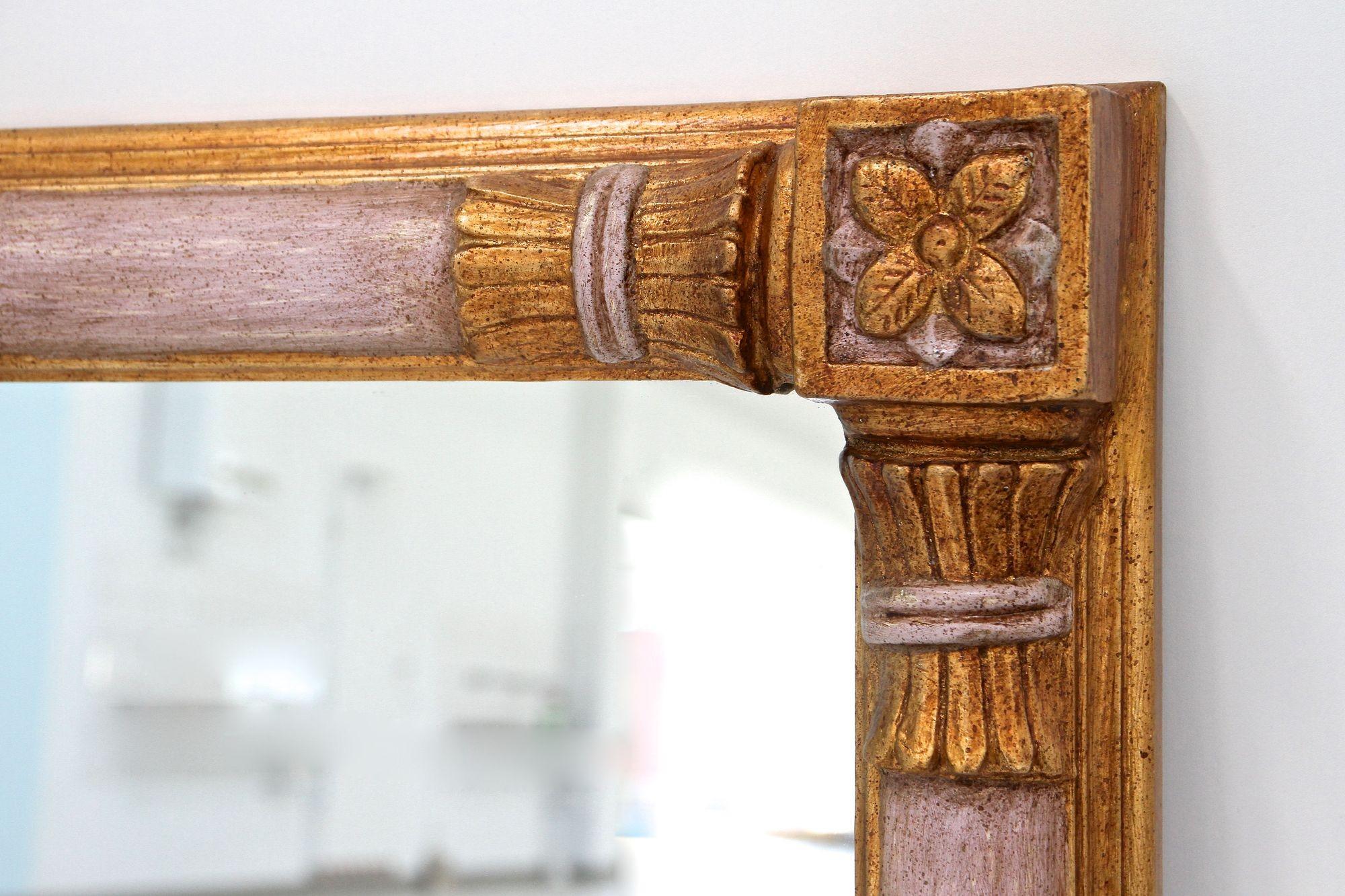 Hand-Carved Mid Century Gilt Wall Mirror, Handcarved, 20th Century - Italy ca. 1950 For Sale