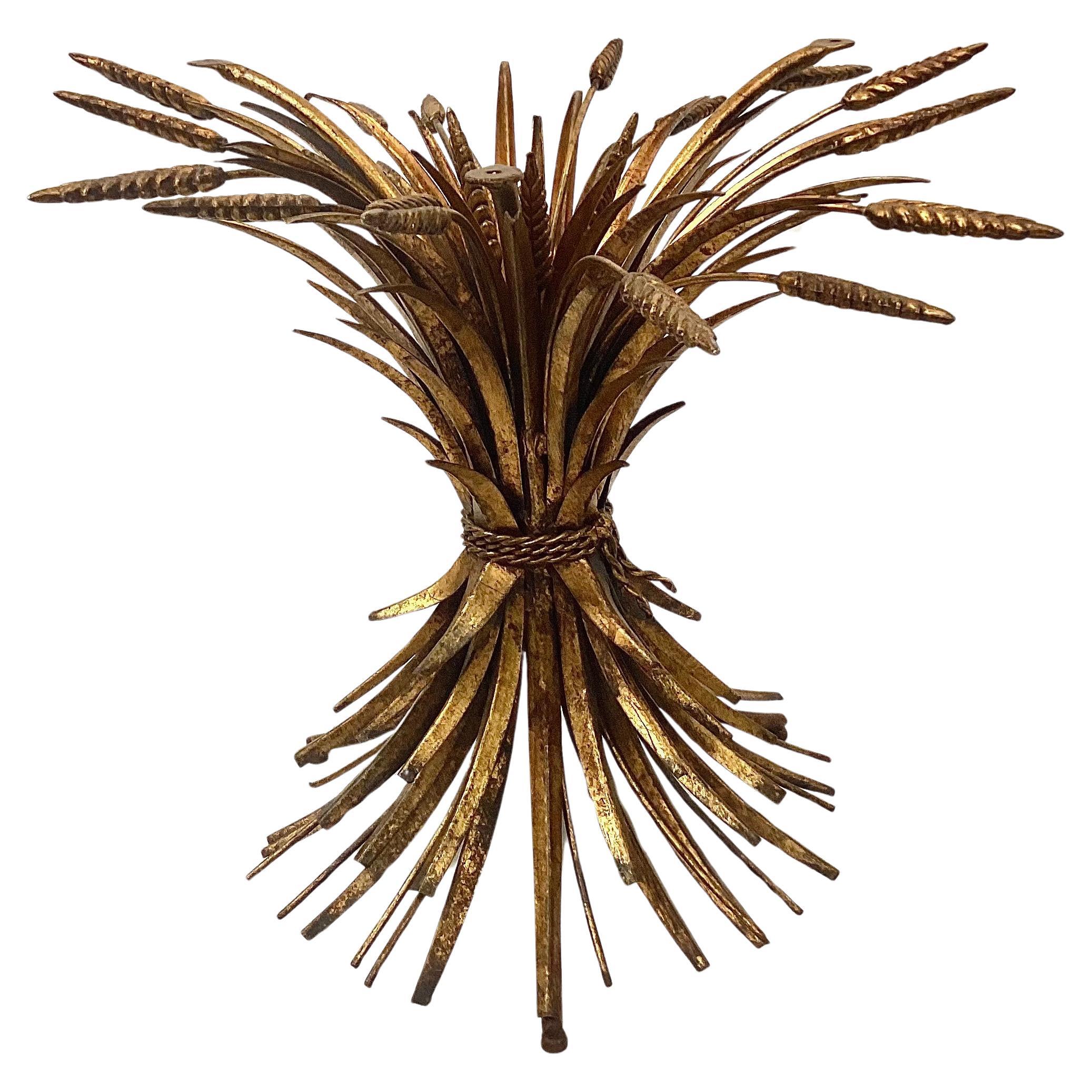 American Mid-Century Gilt Wheat Coco Chanel Side Table Base