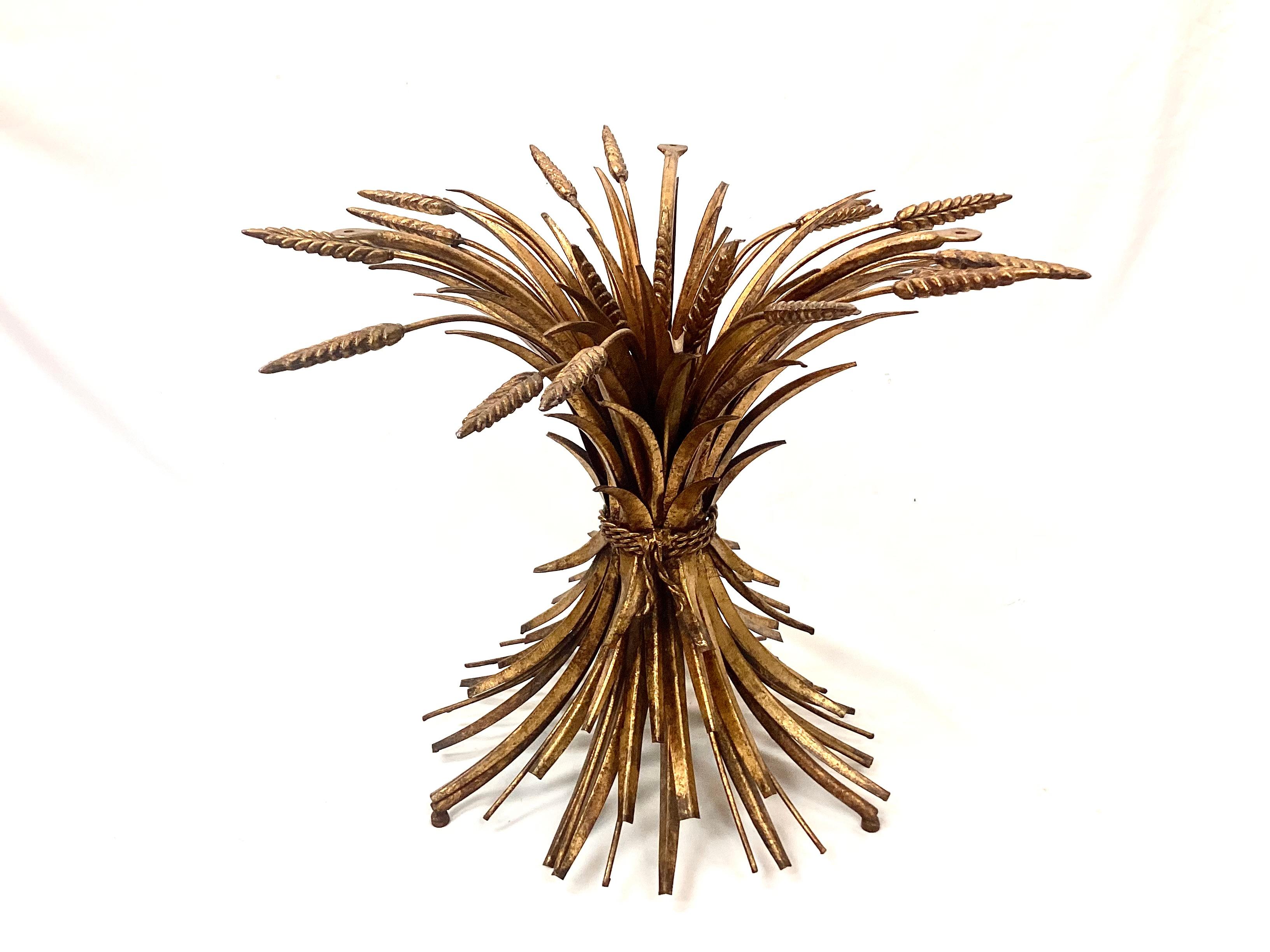 Mid-Century Gilt Wheat Coco Chanel Side Table Base 2