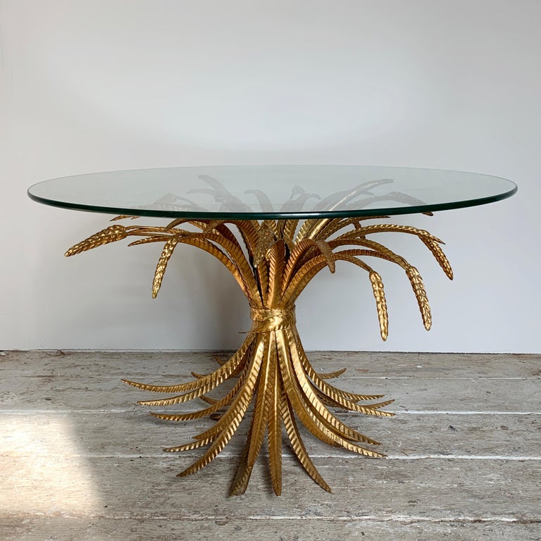 Mid Century Gilt Wheat Sheaf Coffee Table For Sale at 1stdibs