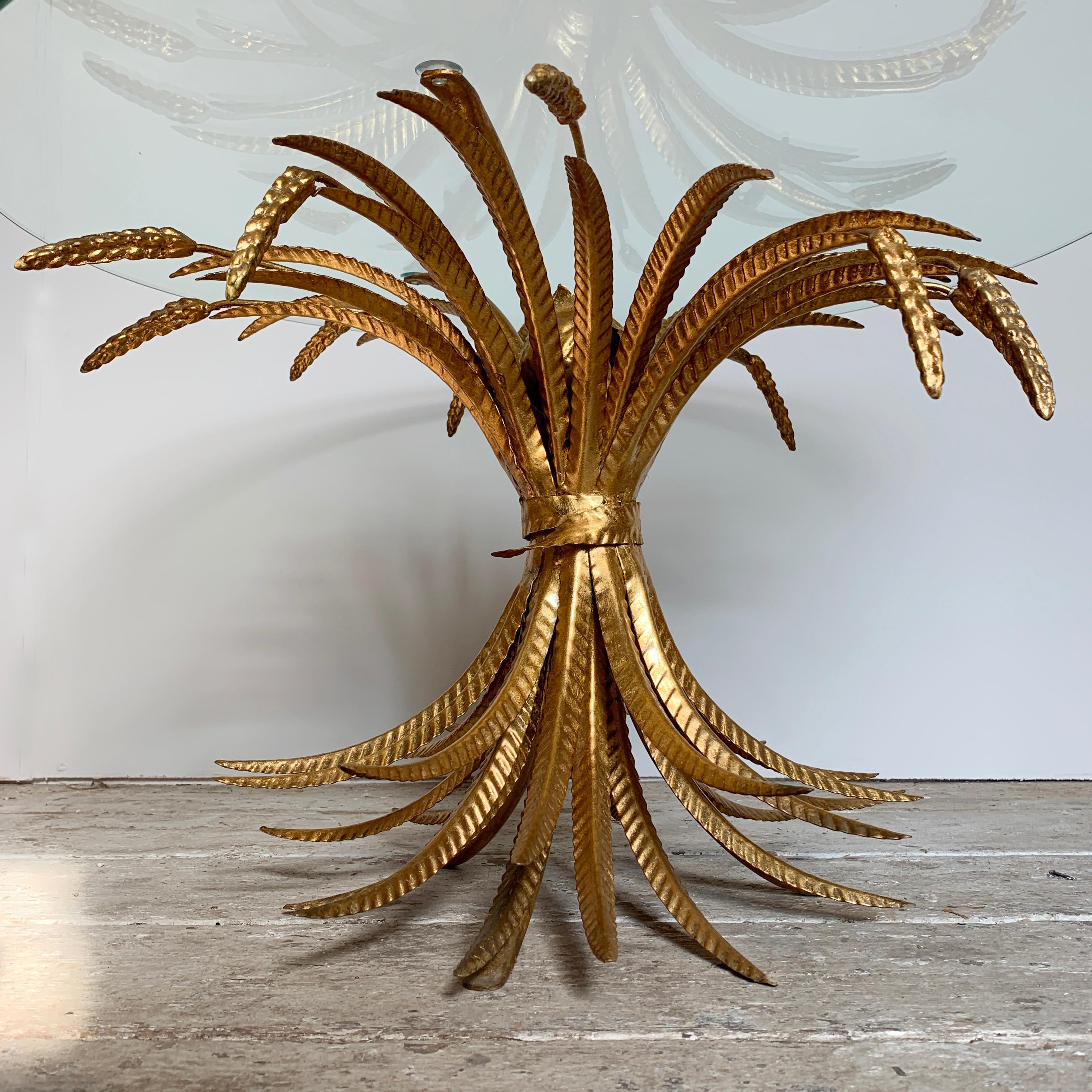 20th Century Mid Century Gilt Wheat Sheaf Coffee Table