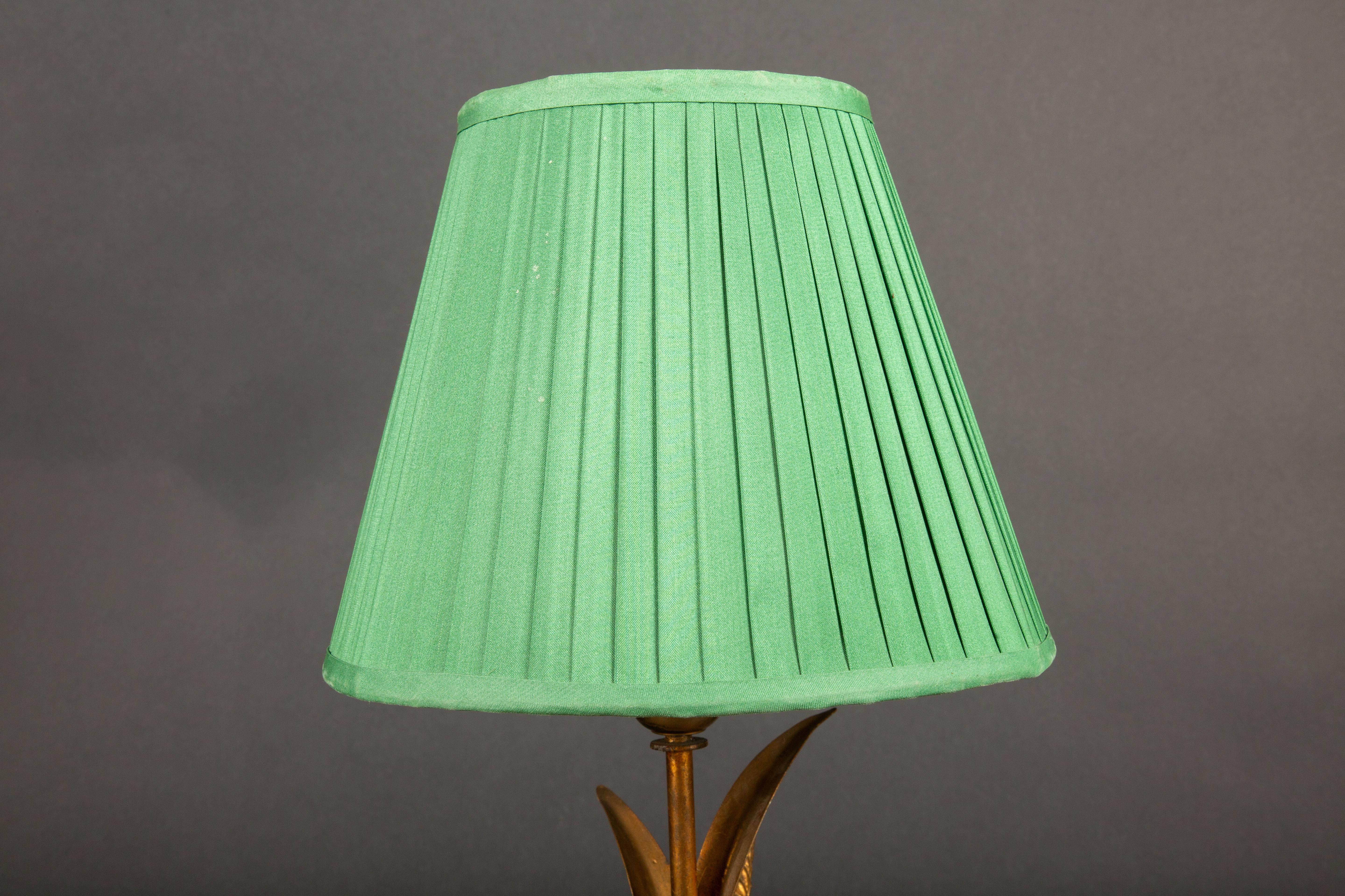 20th Century Mid-Century Gilt Wheat Sheaf Table Lamp on Wooden Base