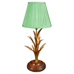 Mid-Century Gilt Wheat Sheaf Table Lamp on Wooden Base