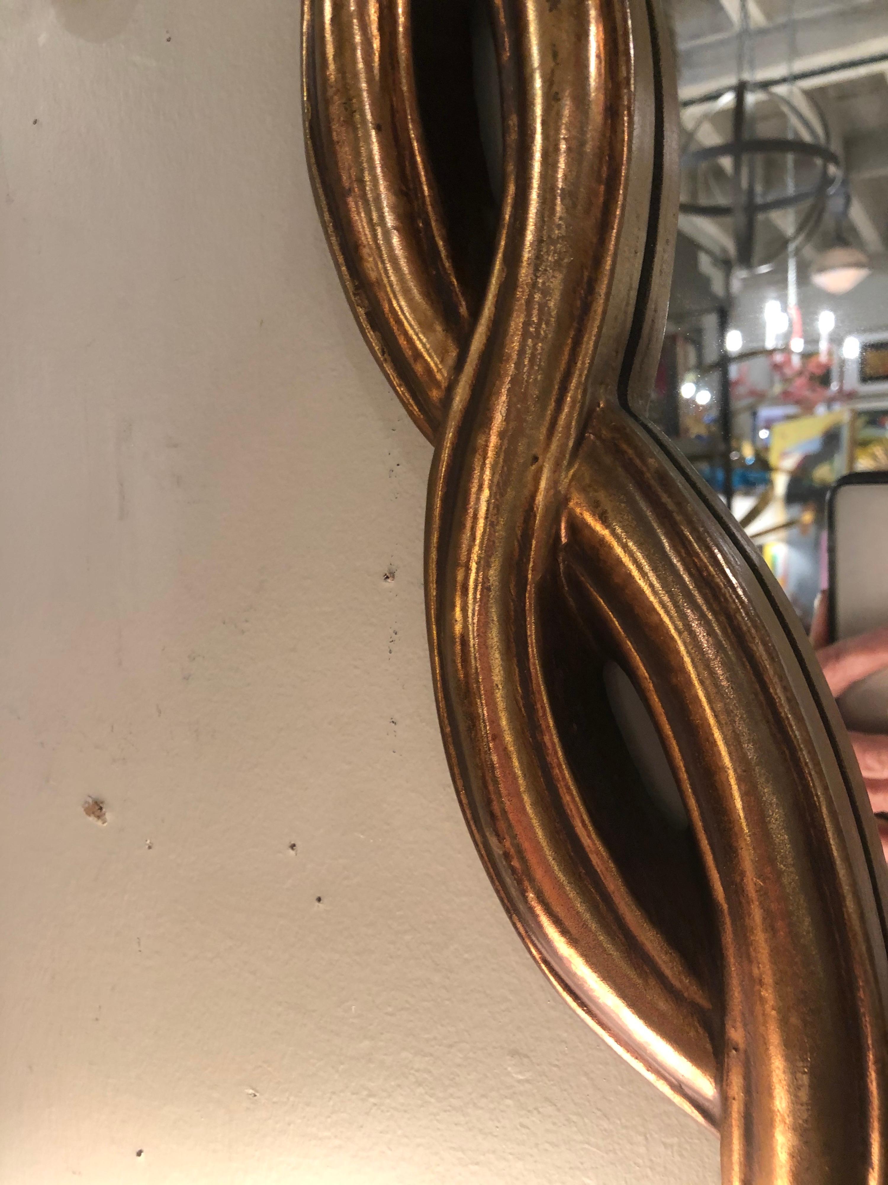 Italian Mid Century Gilt Wood Ribbon Mirror