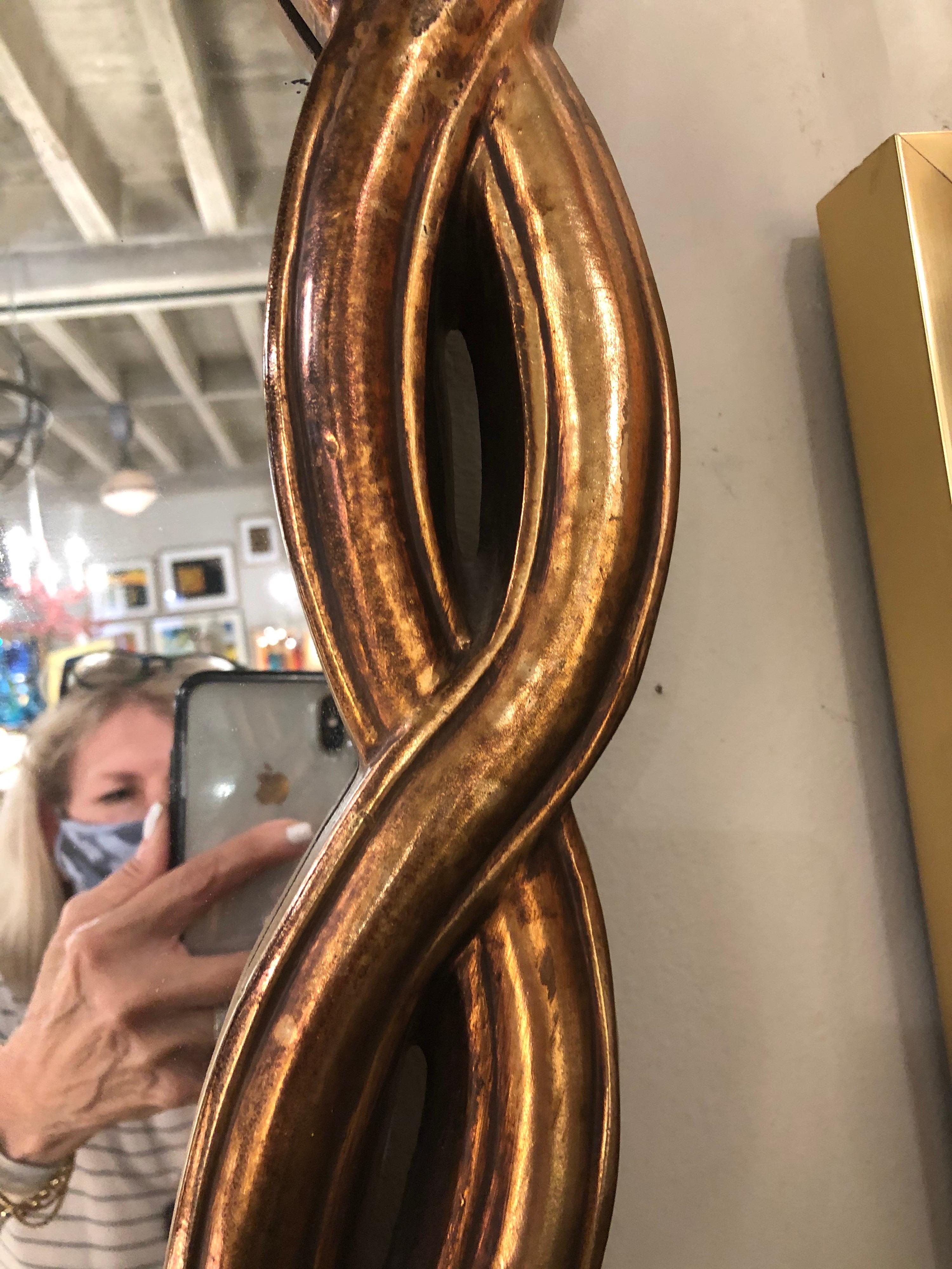 Mid Century Gilt Wood Ribbon Mirror In Good Condition In Chicago, IL