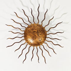 Mid-Century gilt wrought iron flush mount by Ferro Art, Spain, 1950s