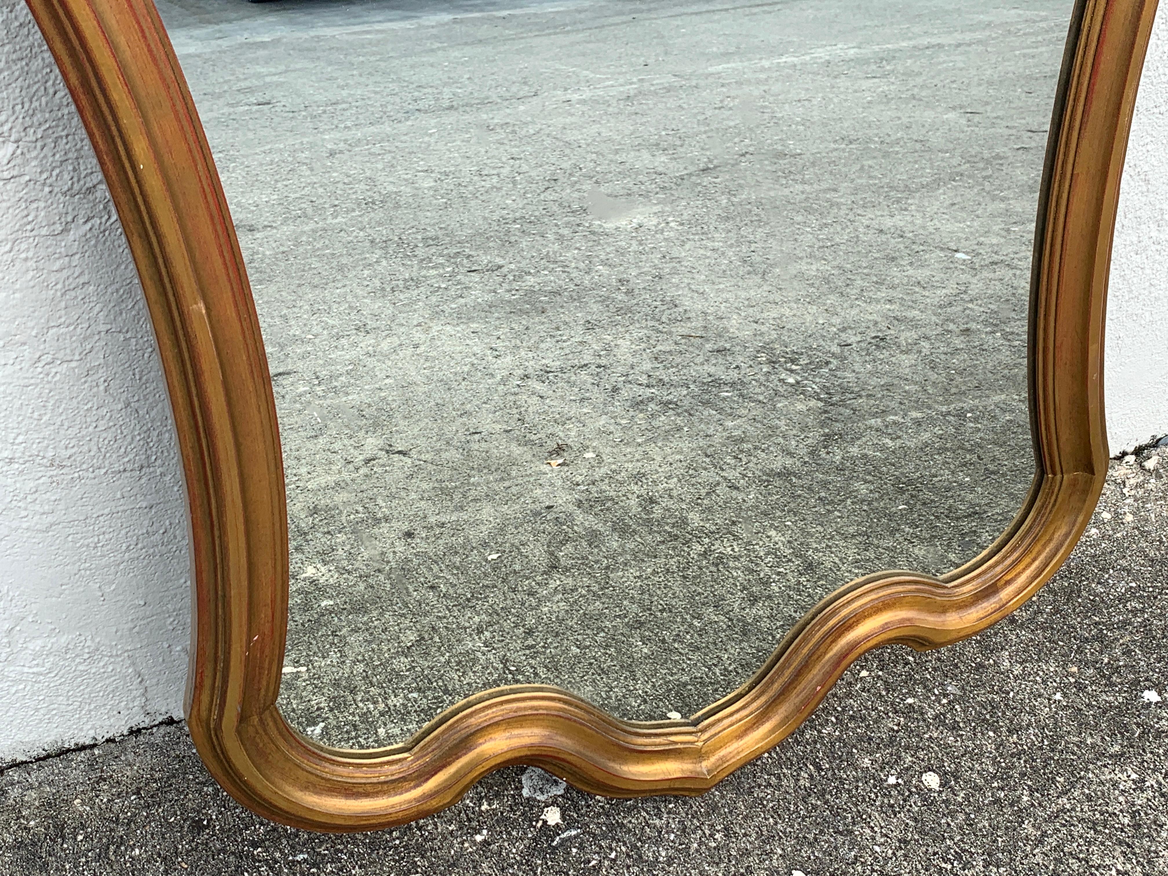 Carved Midcentury Giltwood Keyhole Mirror by La Barge For Sale