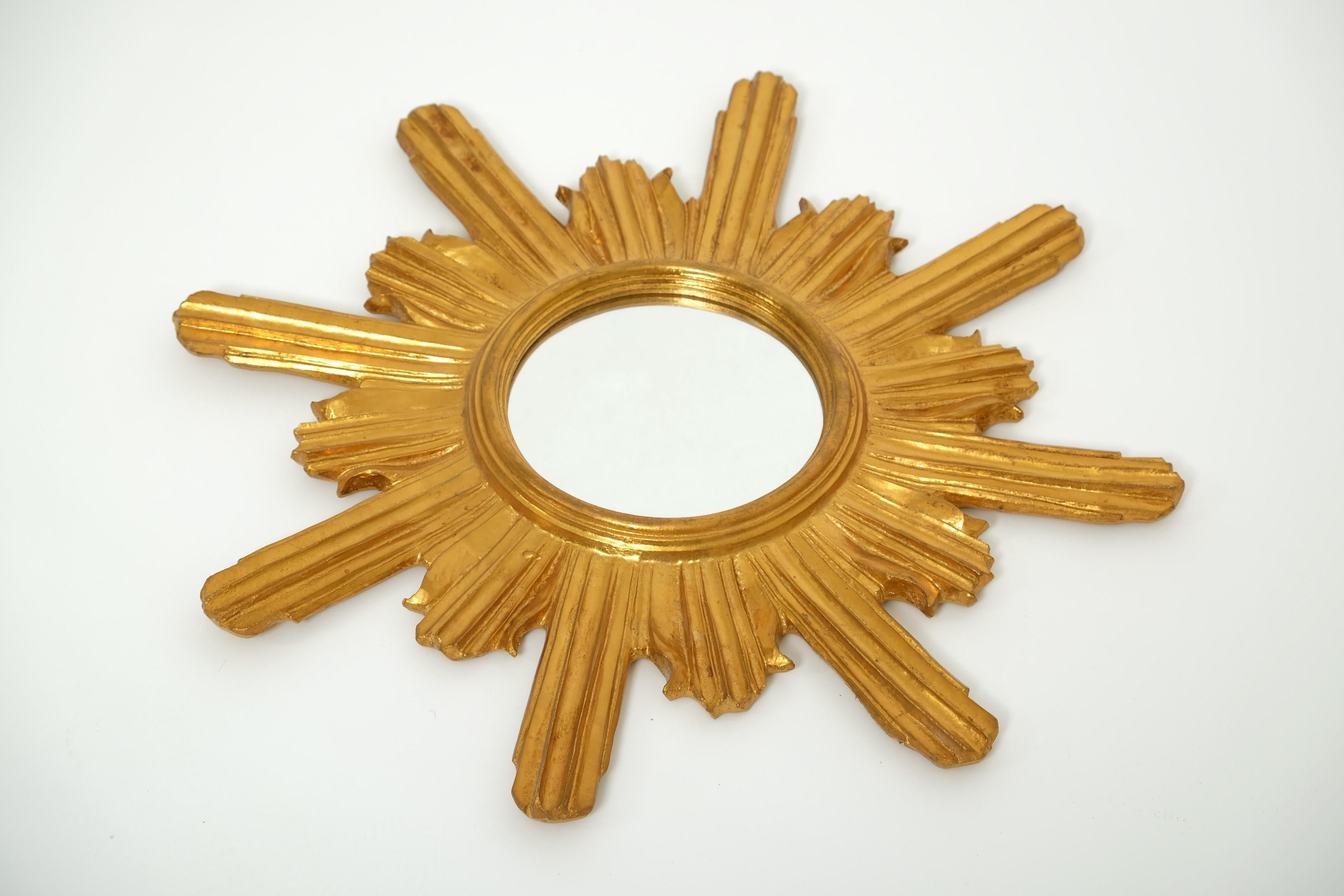 Mid Century Giltwood Sunburst-Spiegel, Italien 1960er Jahre im Angebot 4
