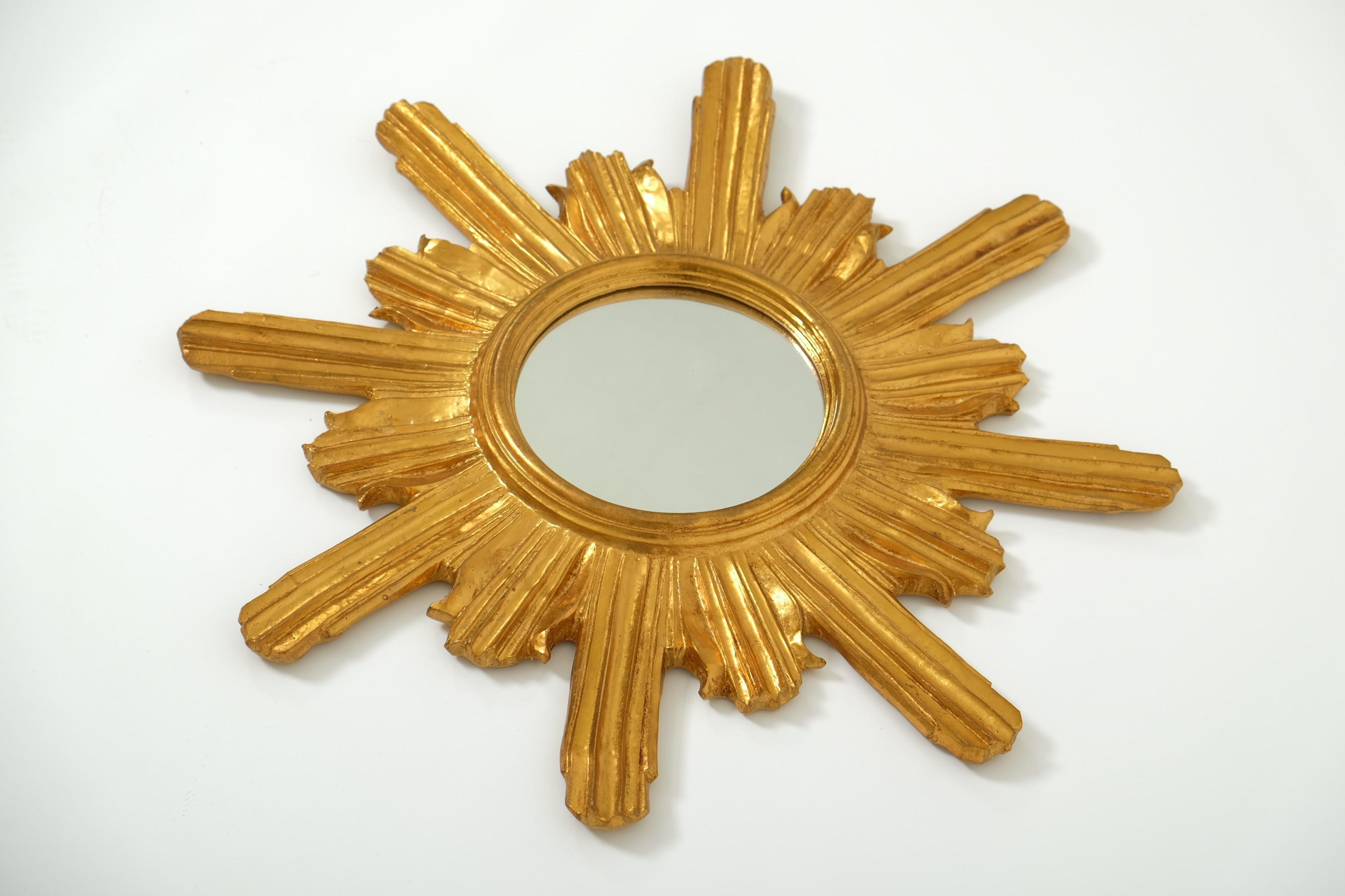 Mid Century Giltwood Sunburst-Spiegel, Italien 1960er Jahre im Angebot 5