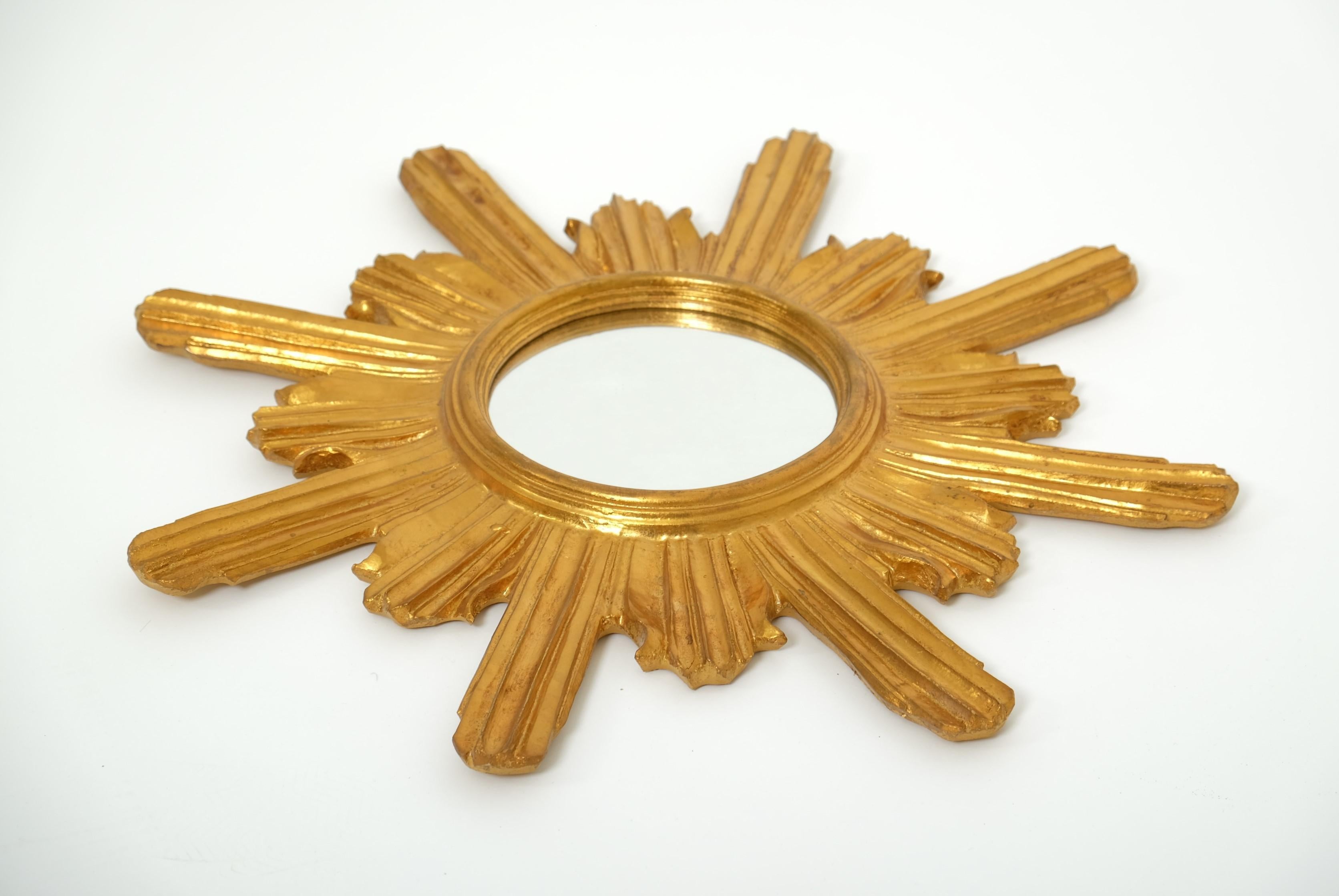 Mid Century Giltwood Sunburst-Spiegel, Italien 1960er Jahre im Angebot 6