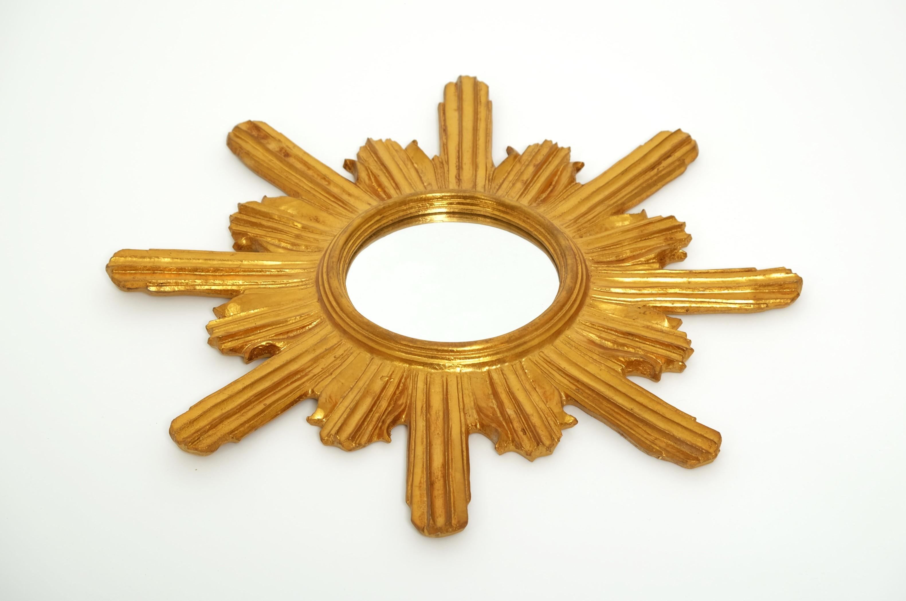 Mid Century Giltwood Sunburst-Spiegel, Italien 1960er Jahre im Angebot 7