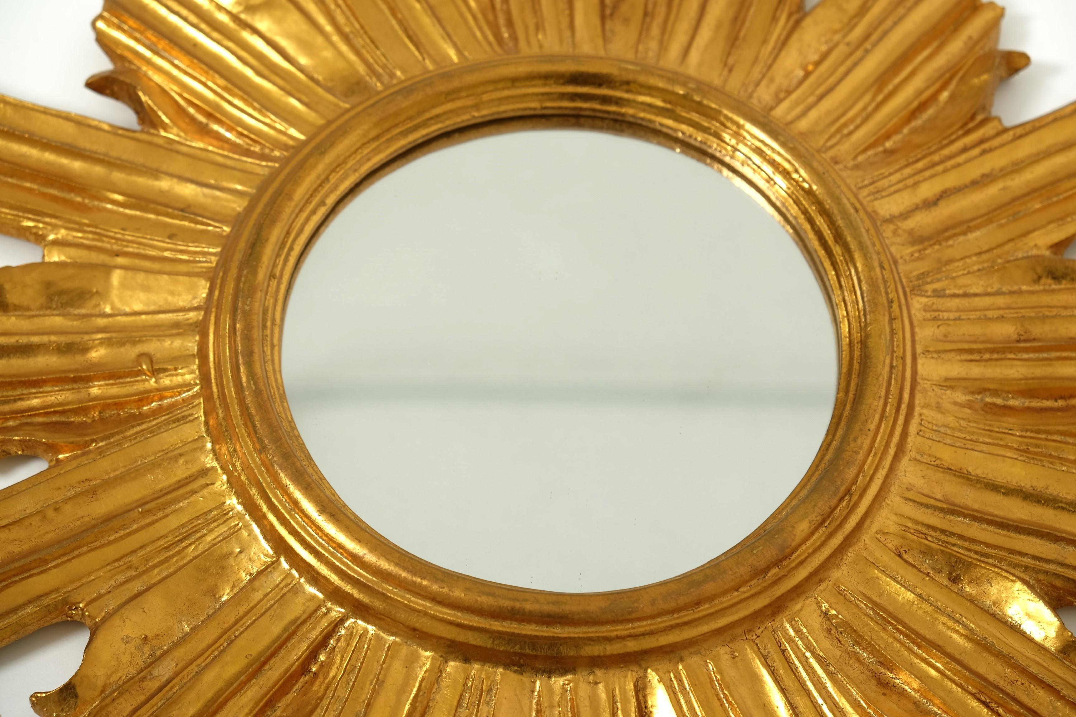 Mid Century Giltwood Sunburst-Spiegel, Italien 1960er Jahre im Angebot 8