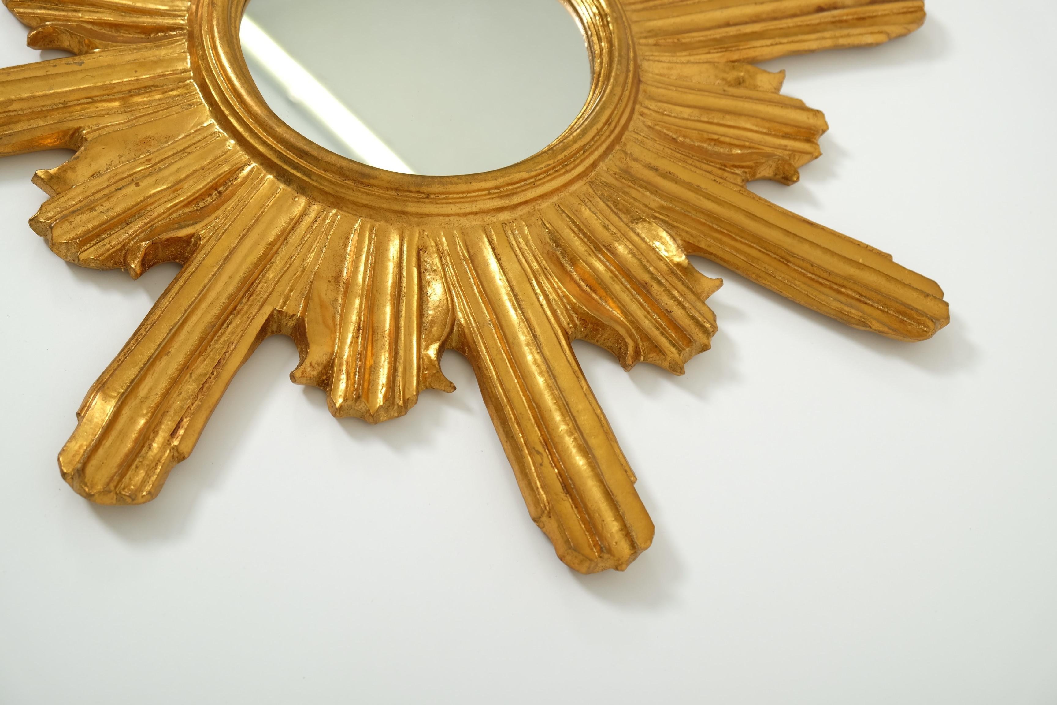 Mid Century Giltwood Sunburst-Spiegel, Italien 1960er Jahre im Angebot 9