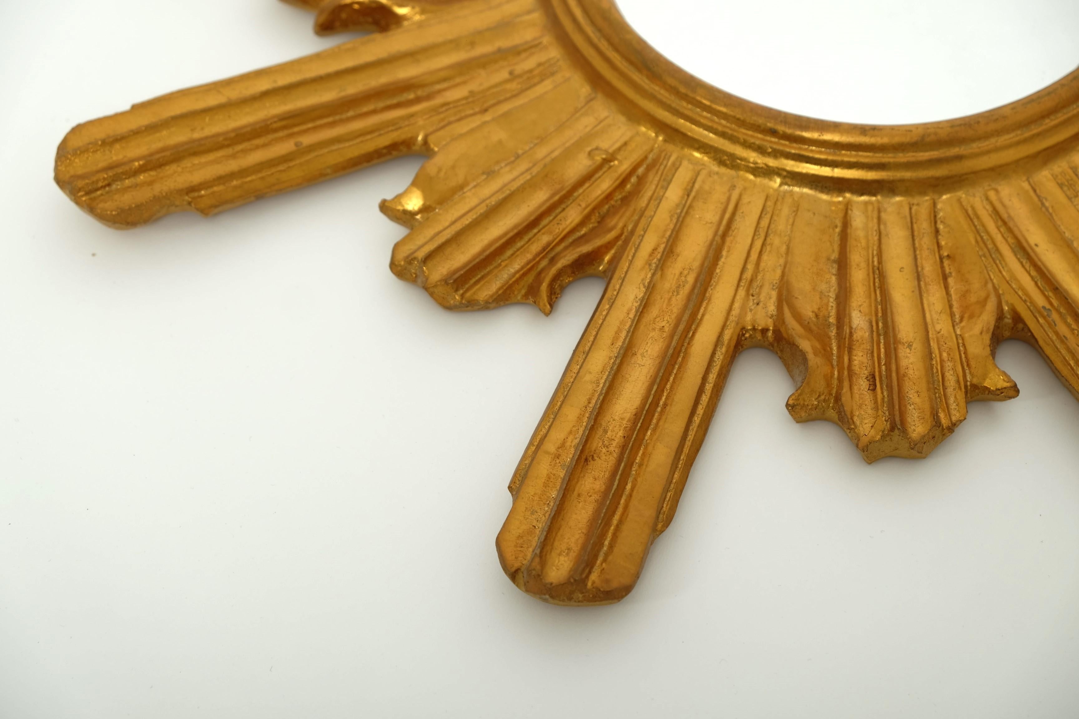 Mid Century Giltwood Sunburst-Spiegel, Italien 1960er Jahre im Angebot 10