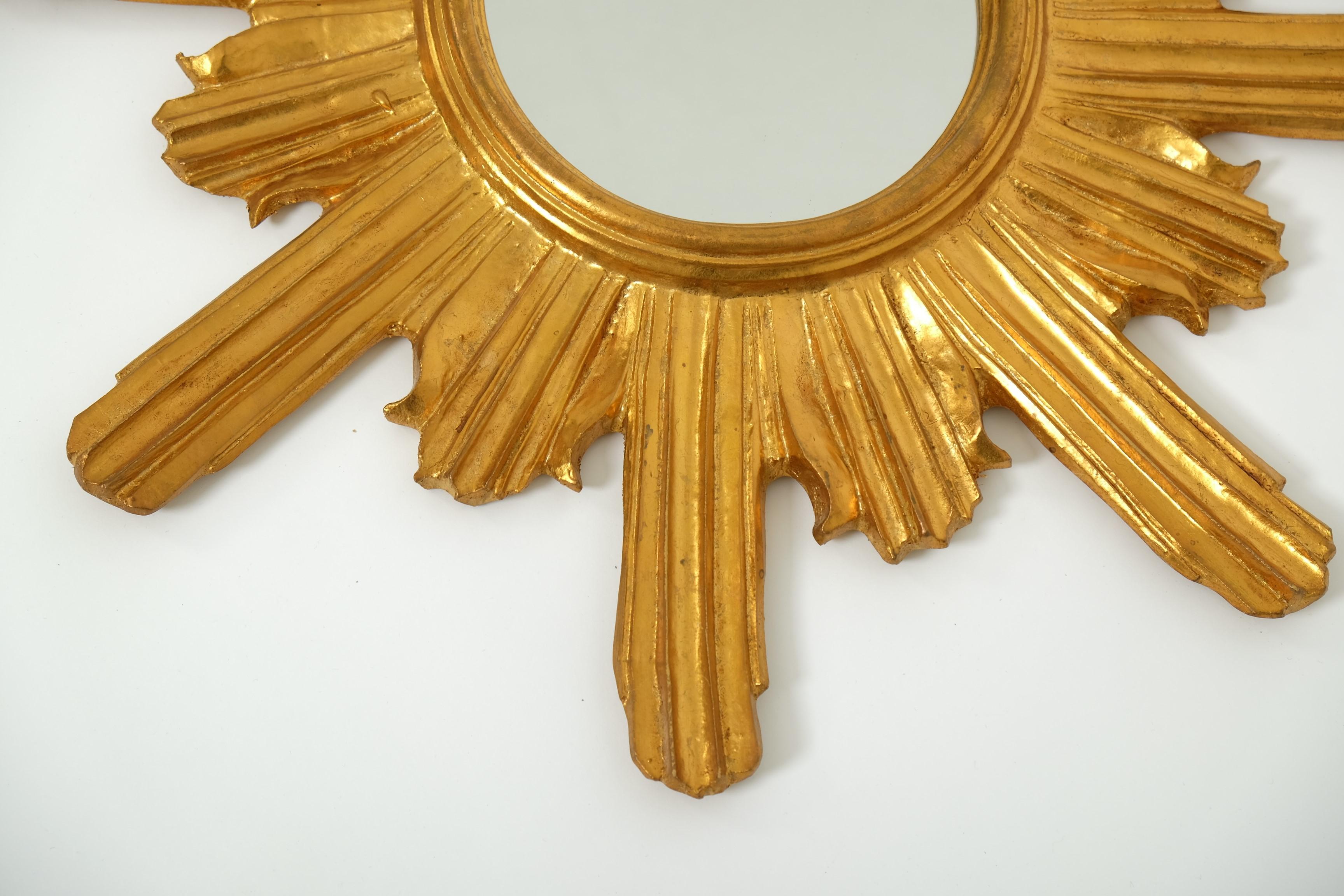Mid Century Giltwood Sunburst-Spiegel, Italien 1960er Jahre im Angebot 11
