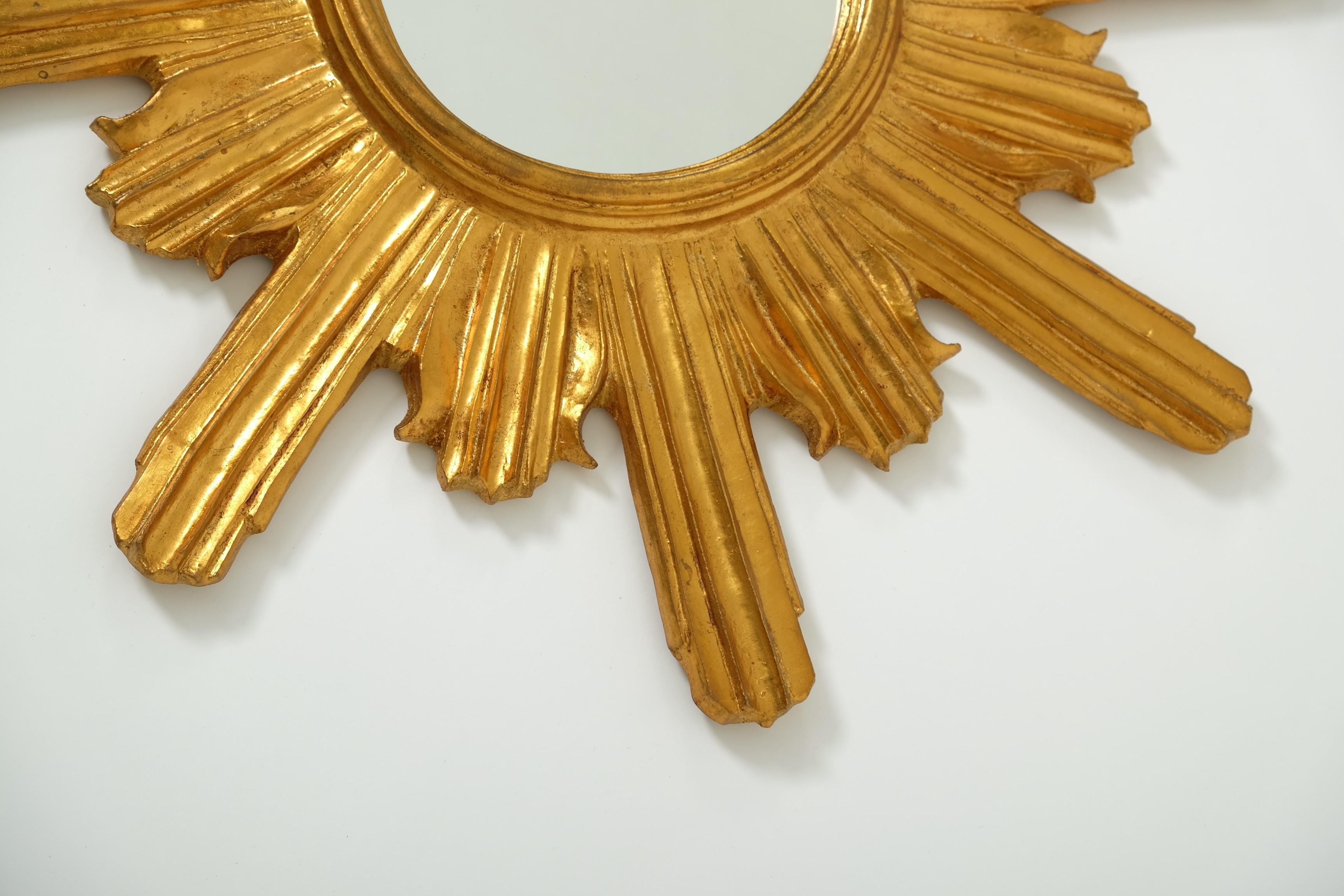 Mid Century Giltwood Sunburst-Spiegel, Italien 1960er Jahre im Angebot 12