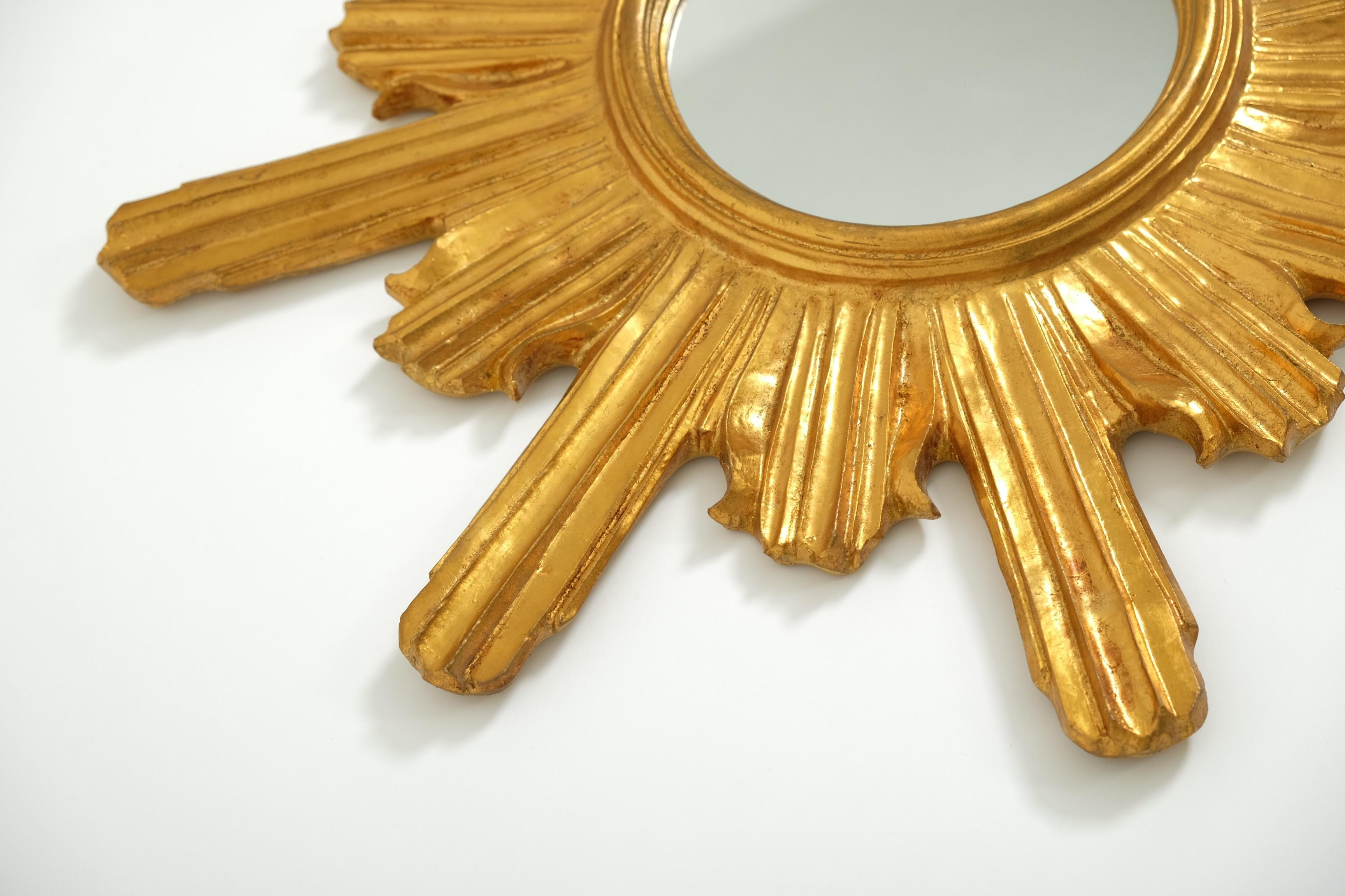 Mid Century Giltwood Sunburst-Spiegel, Italien 1960er Jahre im Angebot 13