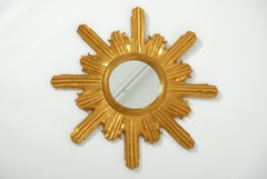 Mid Century Giltwood Sunburst Mirror, Italy 1960s