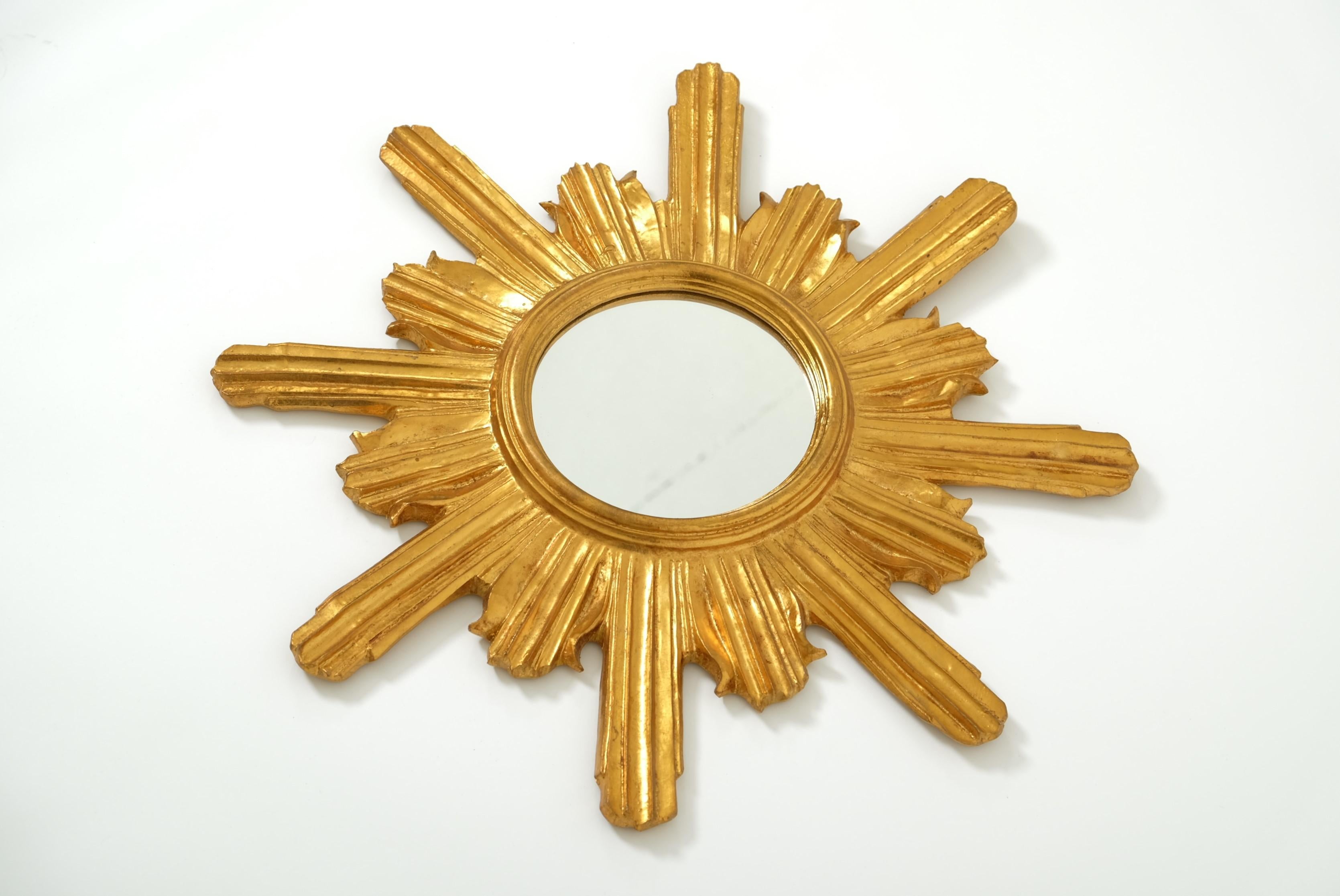Mid Century Giltwood Sunburst-Spiegel, Italien 1960er Jahre im Angebot 1