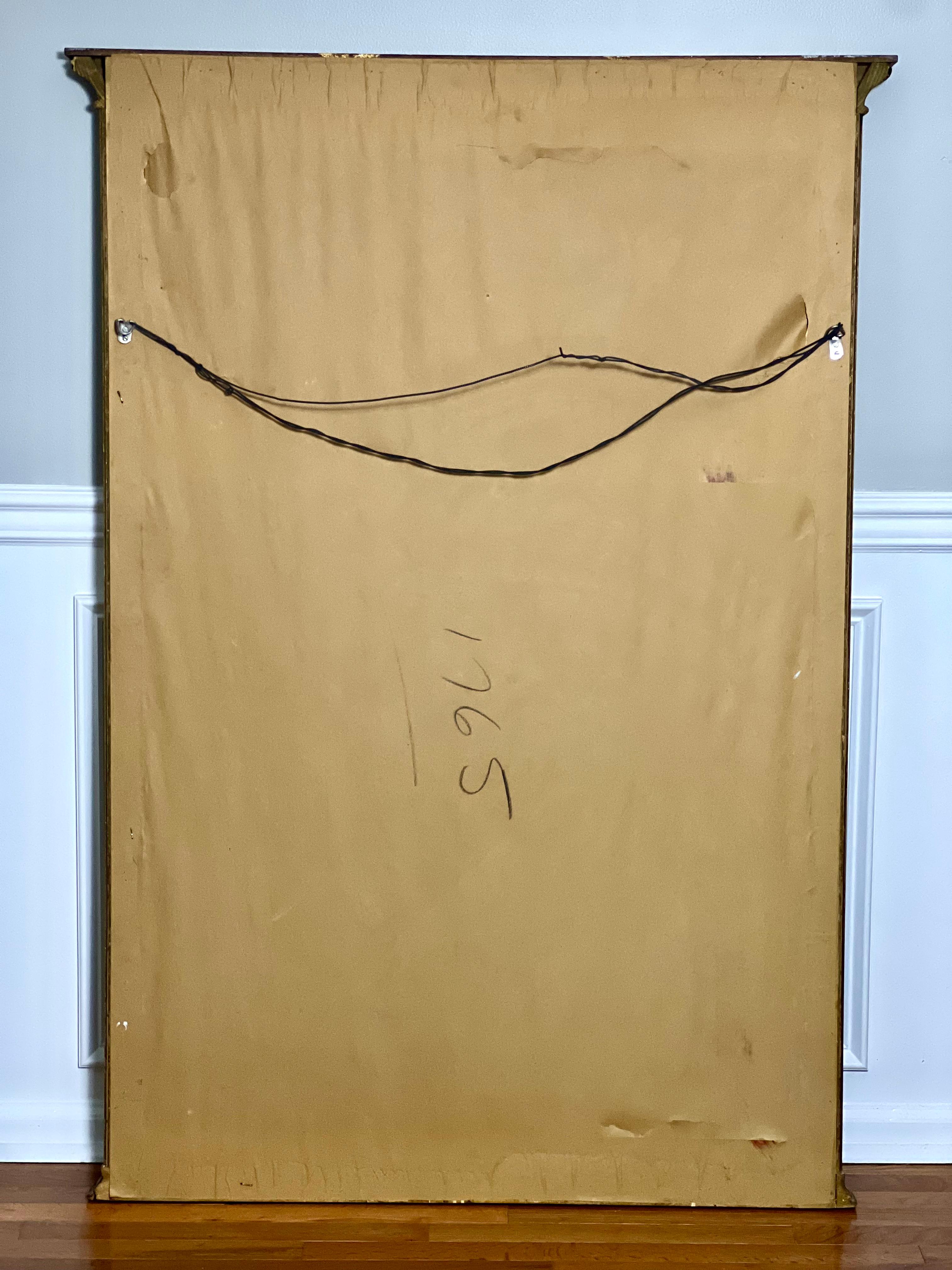 Specchio Trumeau d'epoca in legno d'orato con pittura strutturata in vendita 1