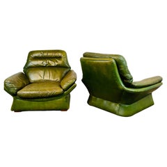 Vintage Mid-Century Gimson + Slater Leather Armchairs, Set of 2, 1970s