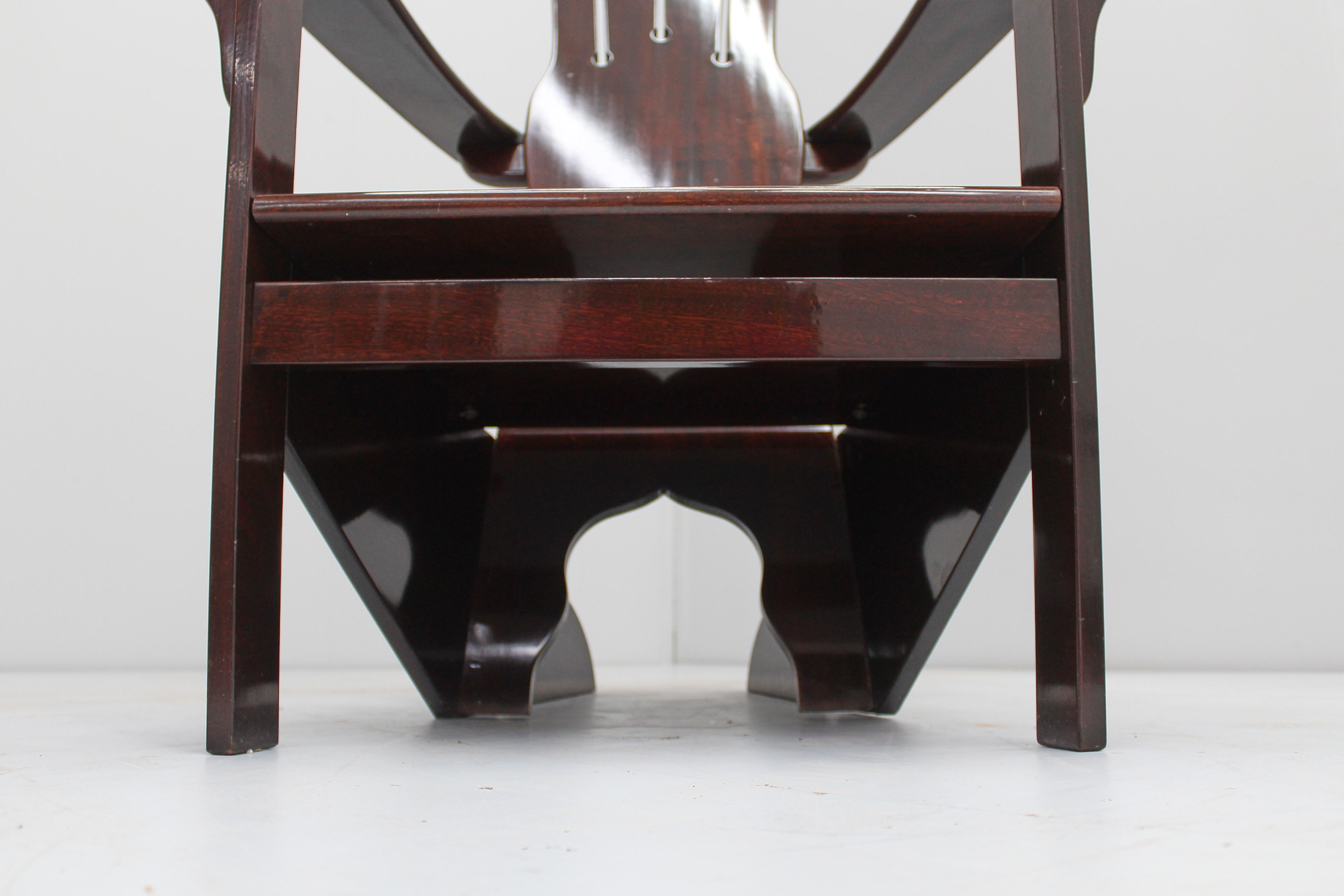 Mid-Century Gino Levi Montalcini Rationalist Naval Wooden Armchair, Italy 70s 6