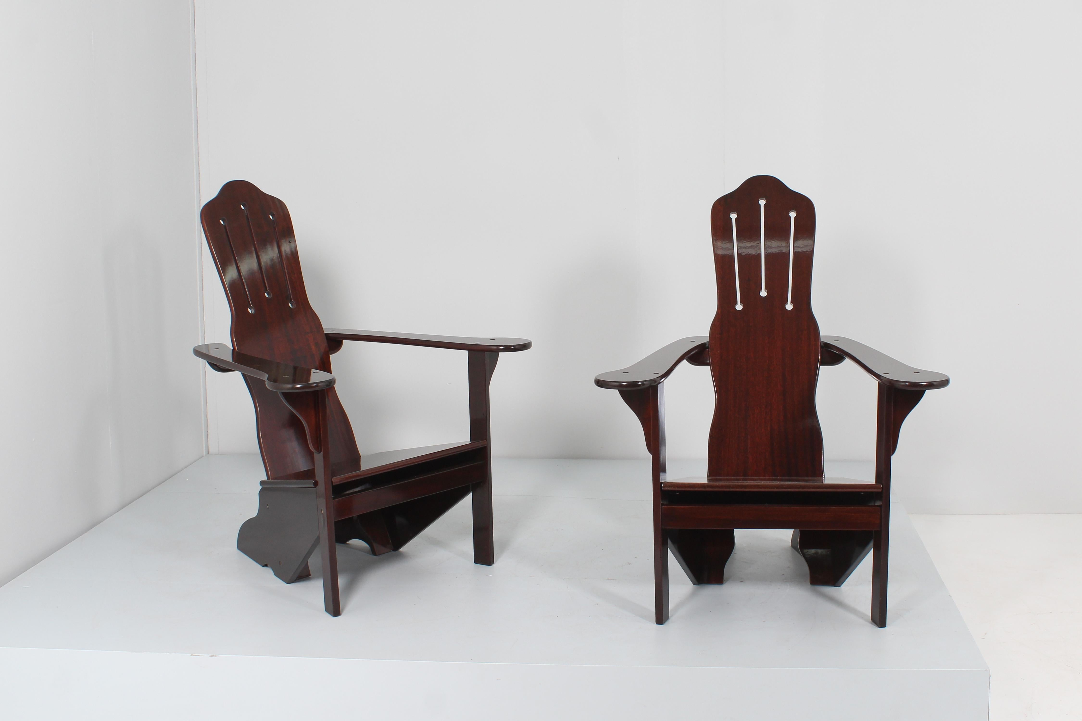 Mid-Century Gino Levi Montalcini Rationalist Naval Wooden Armchair, Italy 70s 10