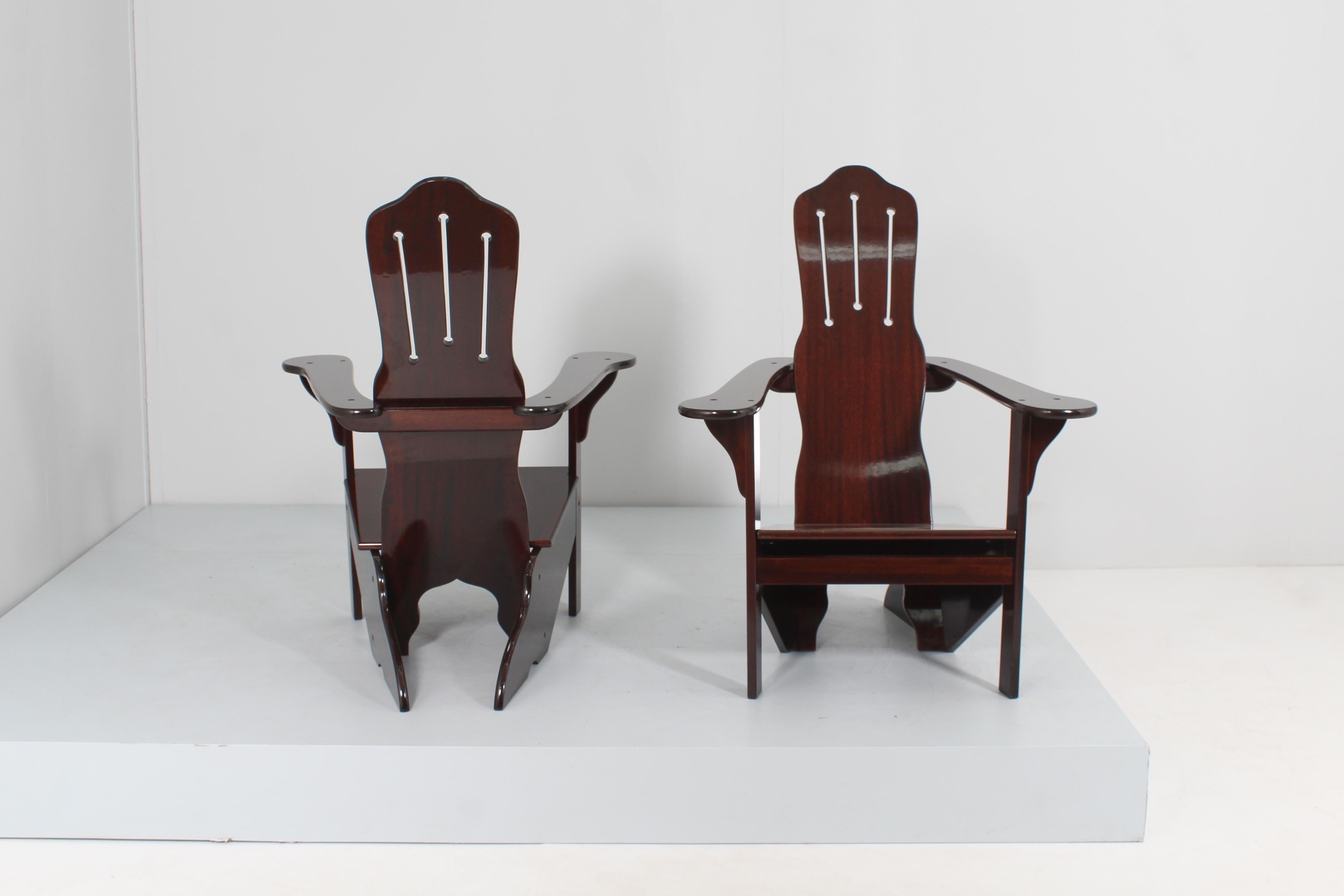 Mid-Century Gino Levi Montalcini Rationalist Naval Wooden Armchair, Italy 70s 11