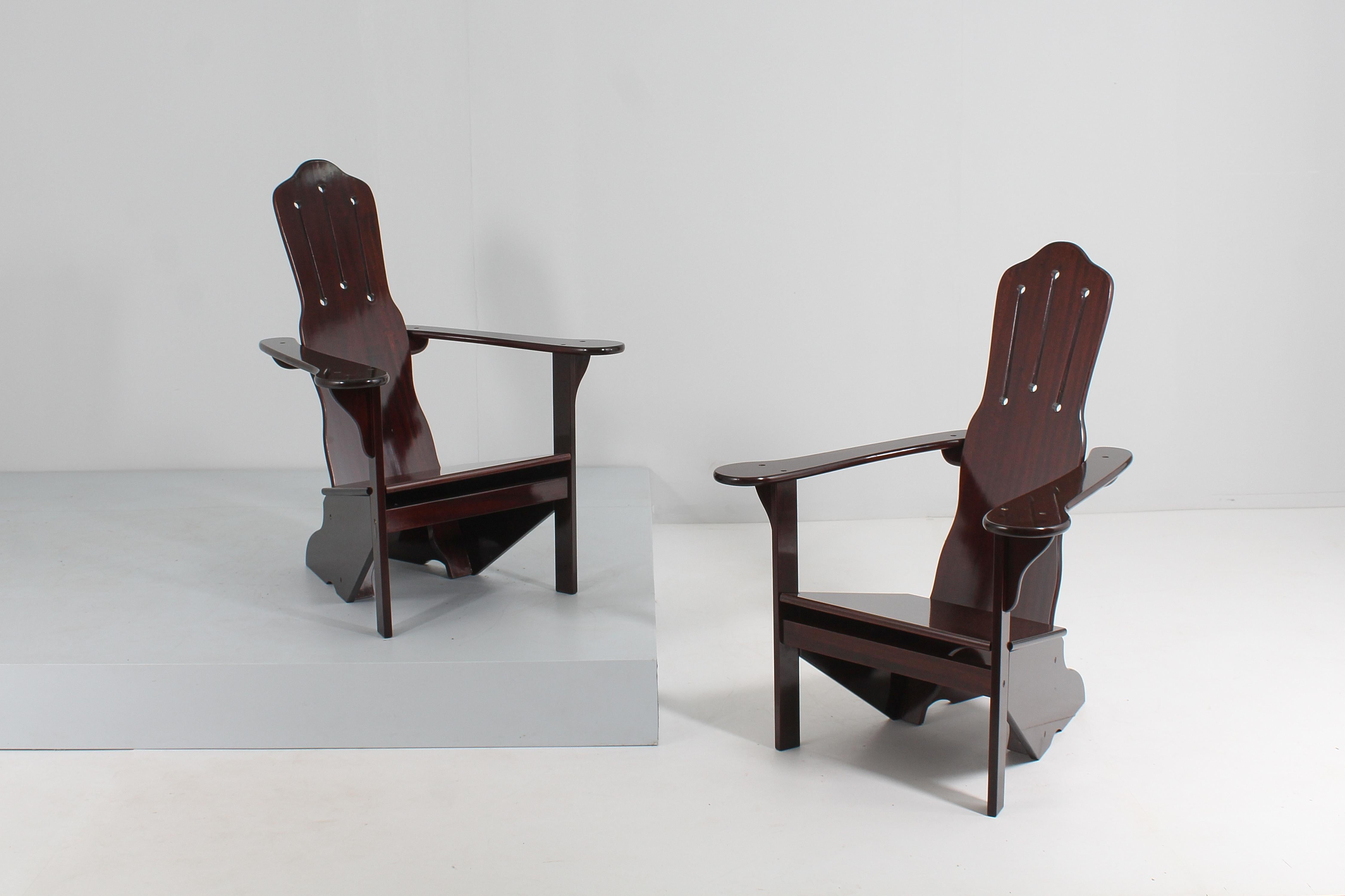 Mid-Century Modern Mid-Century Gino Levi Montalcini Rationalist Naval Wooden Armchair, Italy 70s