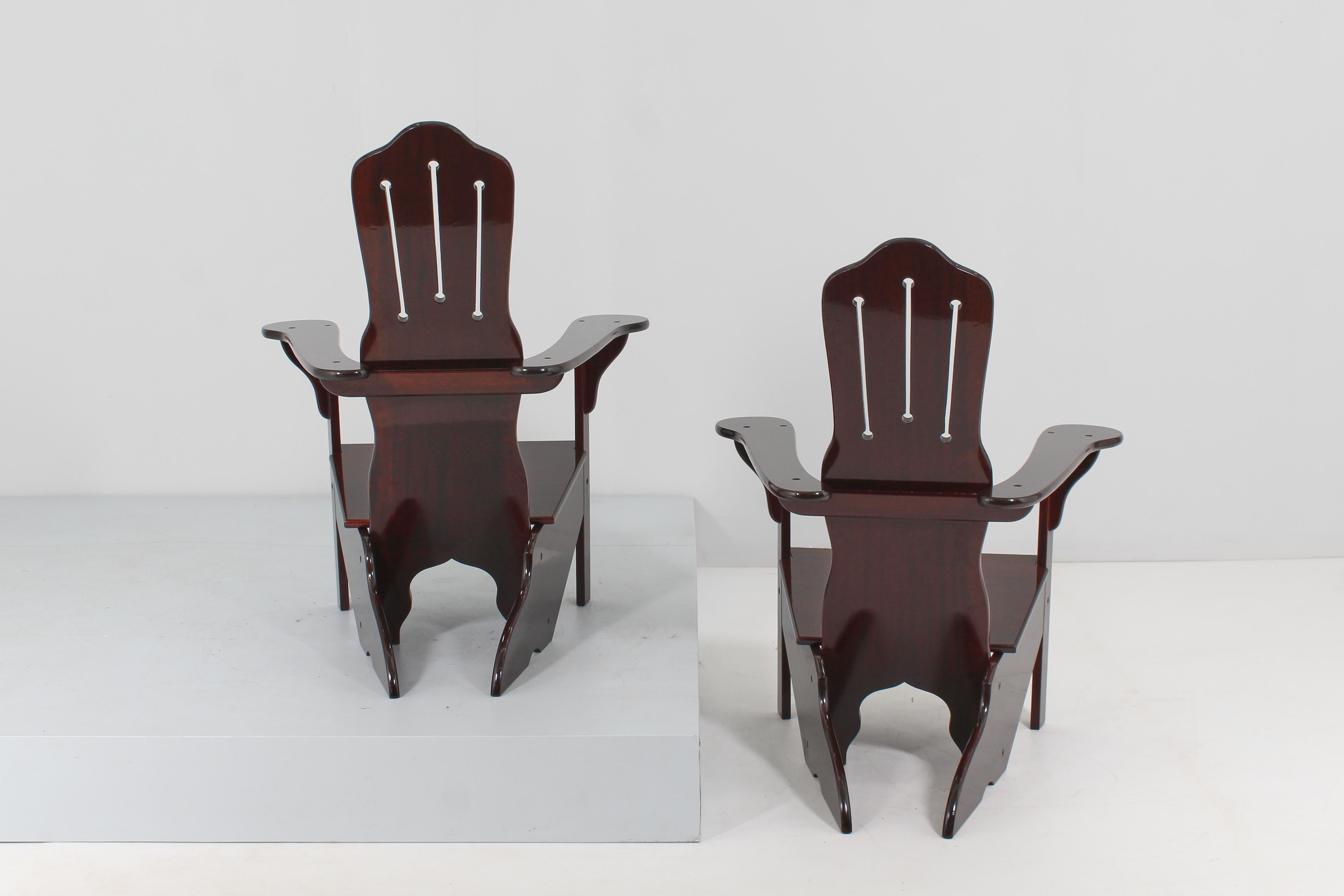 Late 20th Century Mid-Century Gino Levi Montalcini Rationalist Naval Wooden Armchair, Italy 70s