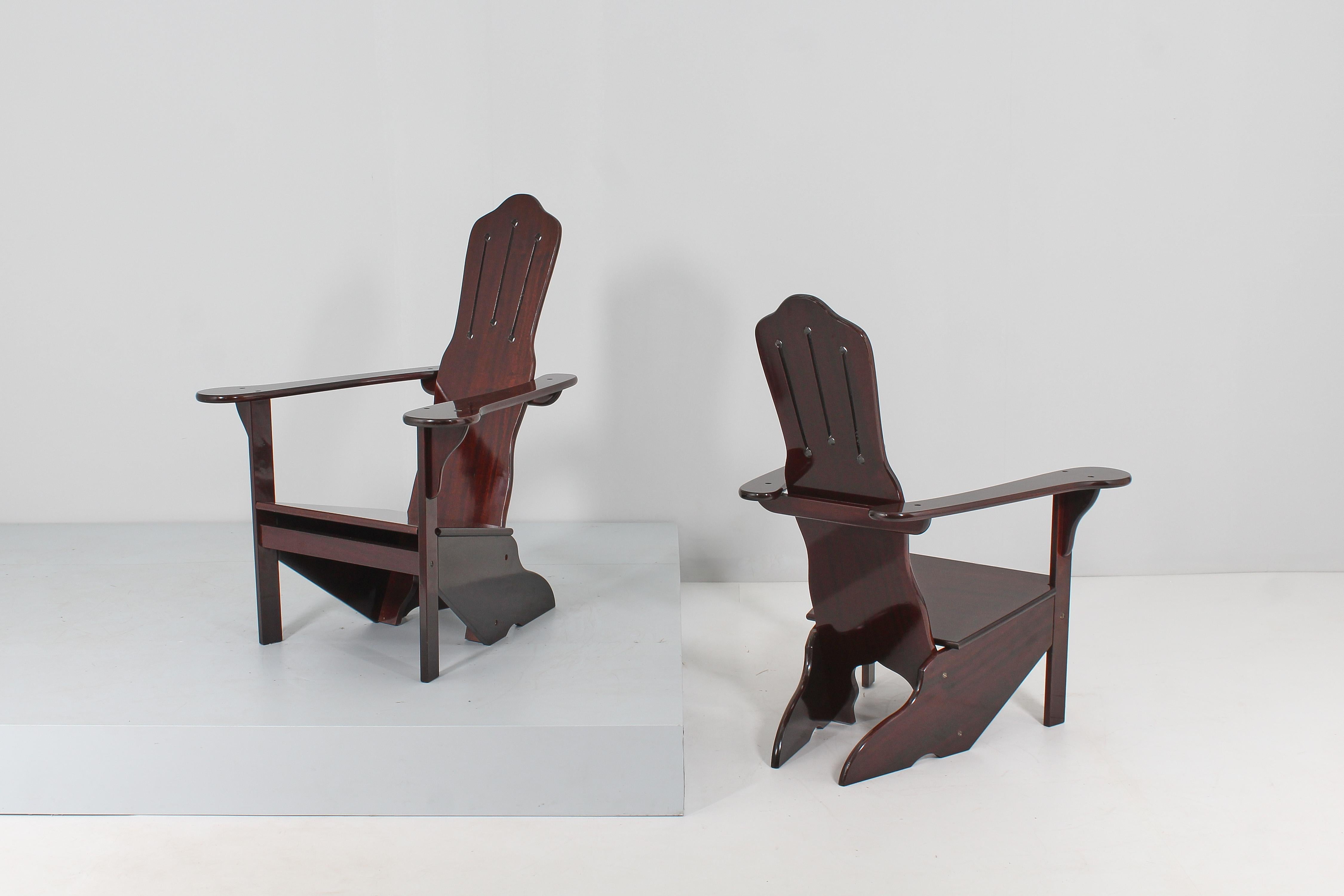 Mid-Century Gino Levi Montalcini Rationalist Naval Wooden Armchair, Italy 70s 1