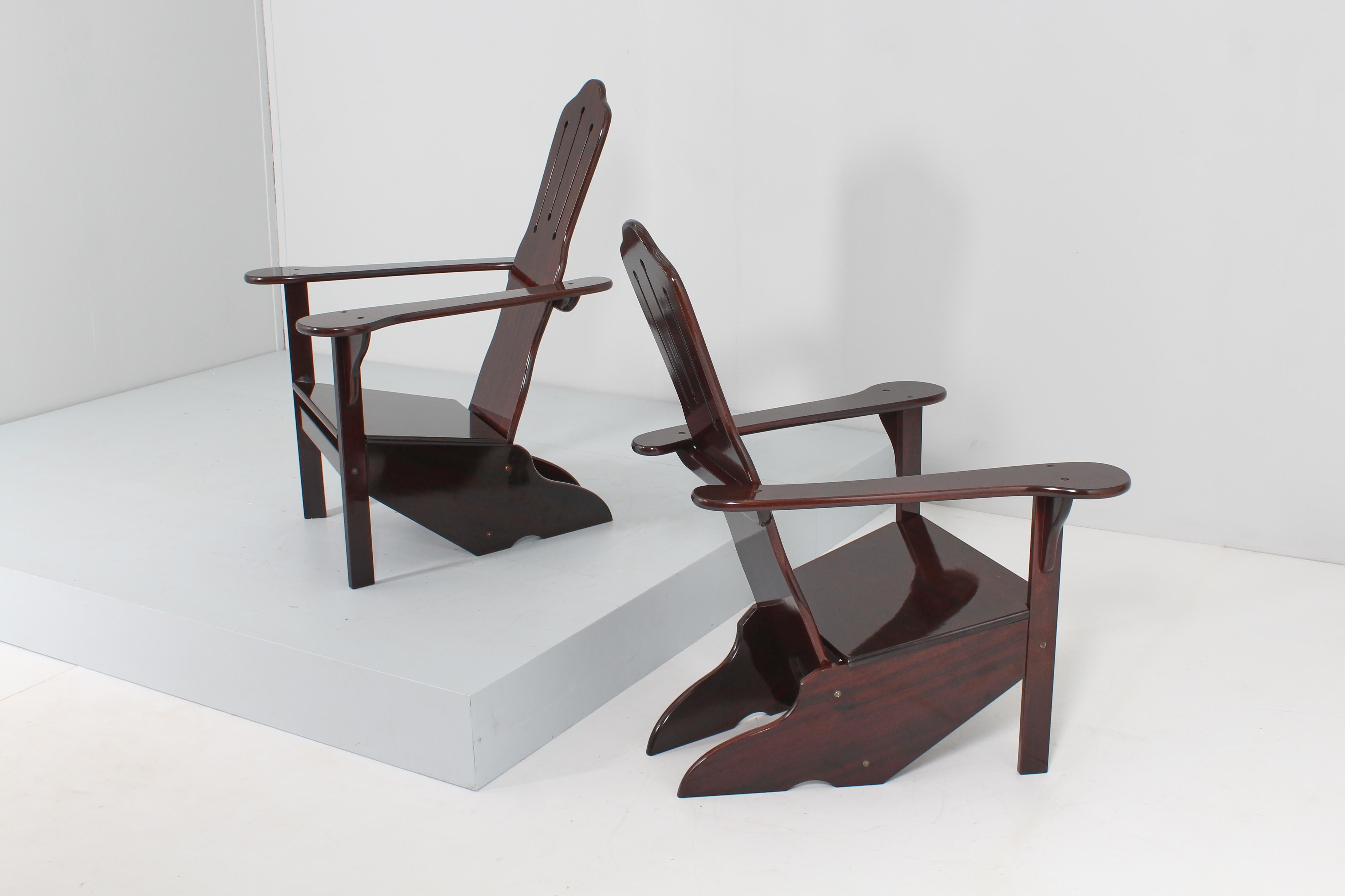 Mid-Century Gino Levi Montalcini Rationalist Naval Wooden Armchair, Italy 70s 2
