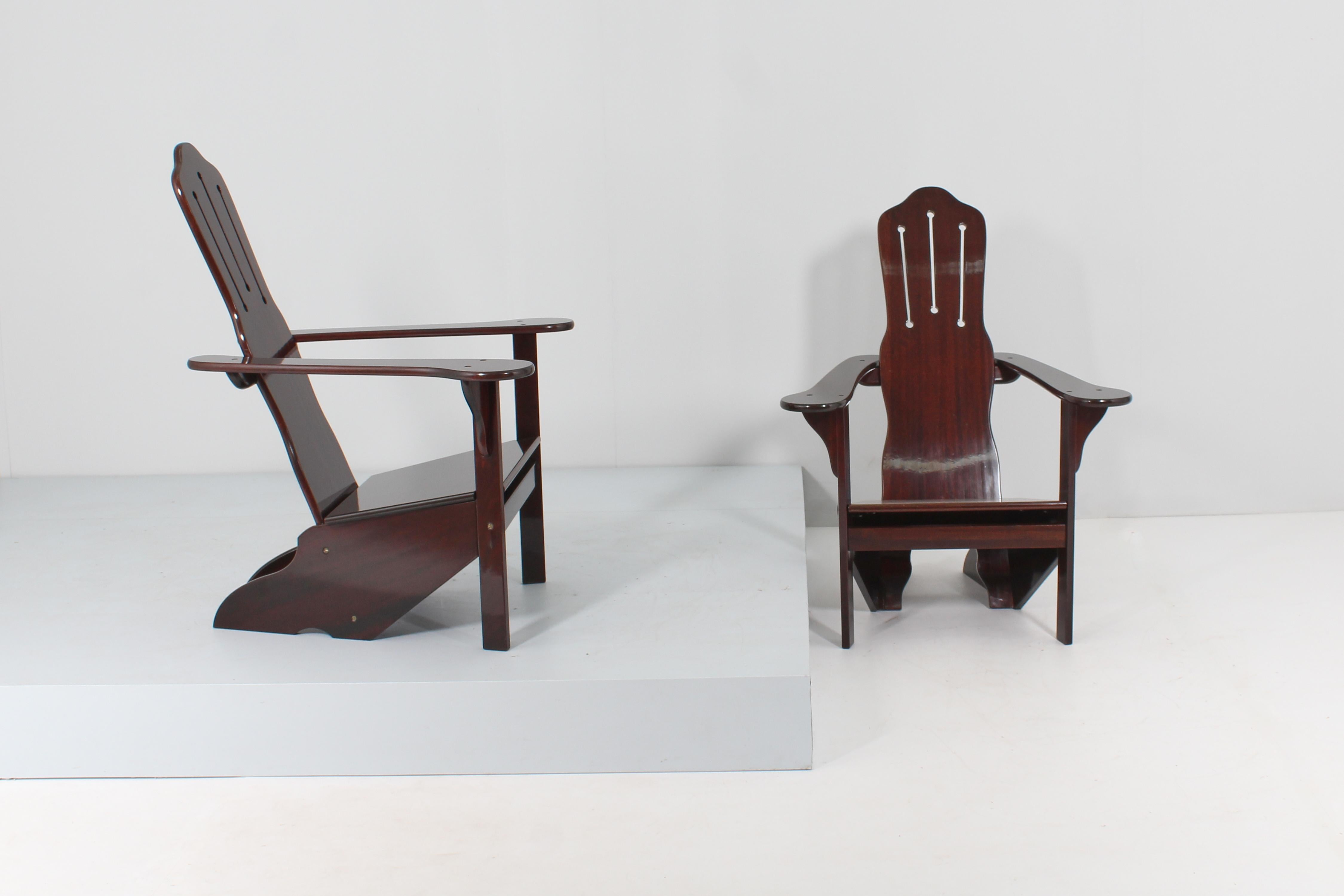 Mid-Century Gino Levi Montalcini Rationalist Naval Wooden Armchair, Italy 70s 3