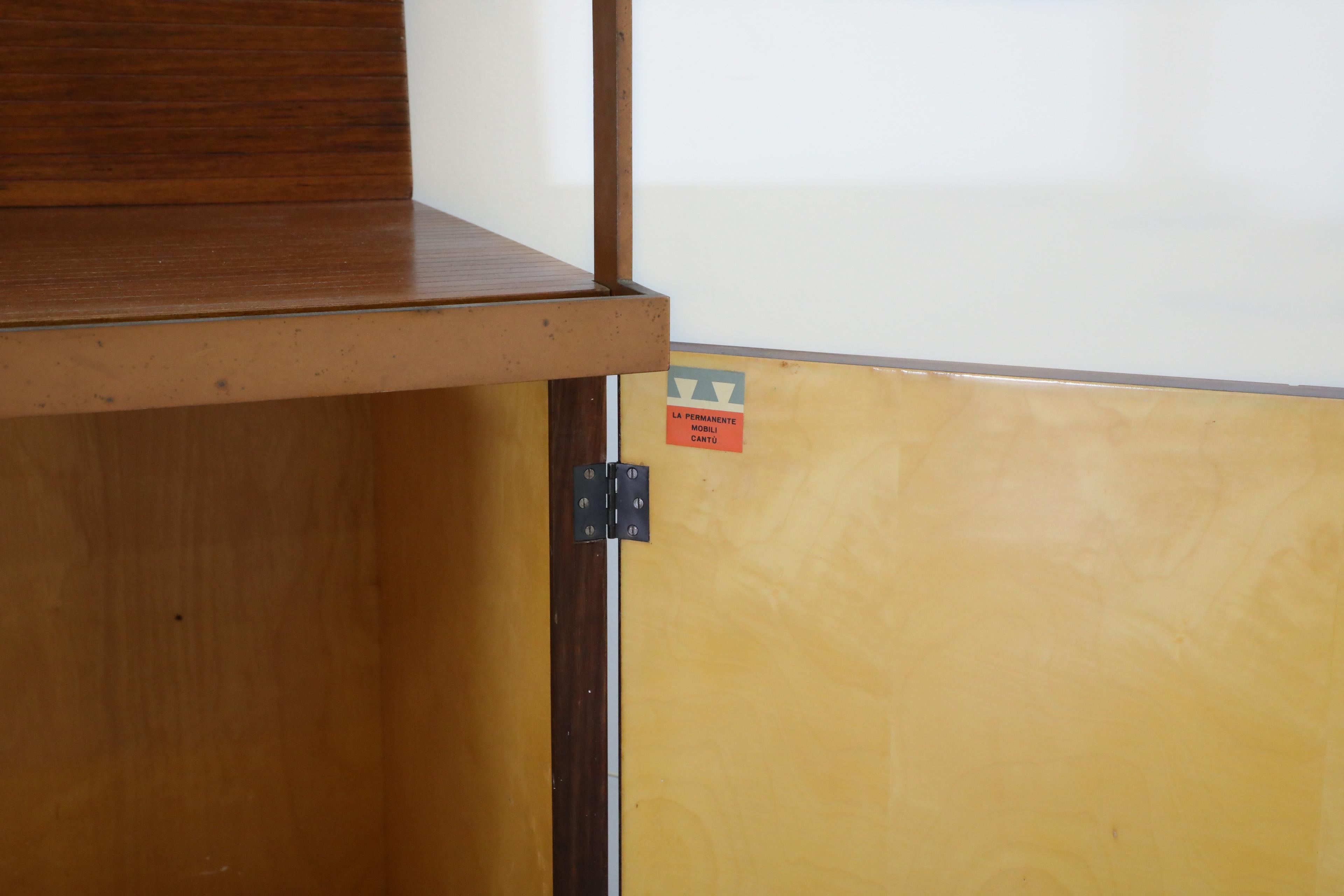 Ico Parisi Attributed, Teak Wall Display Unit with Multi-Colored Drawers For Sale 10